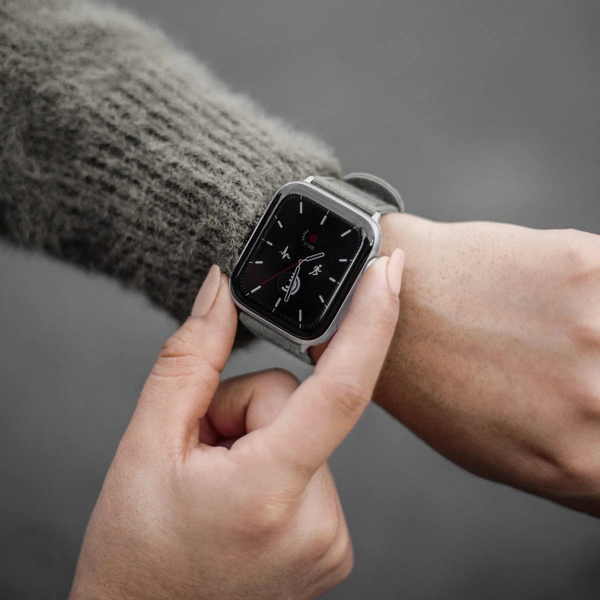 Apple Watch Canvas Watch Band - Ash Gray/Silver Aluminum - Image 2