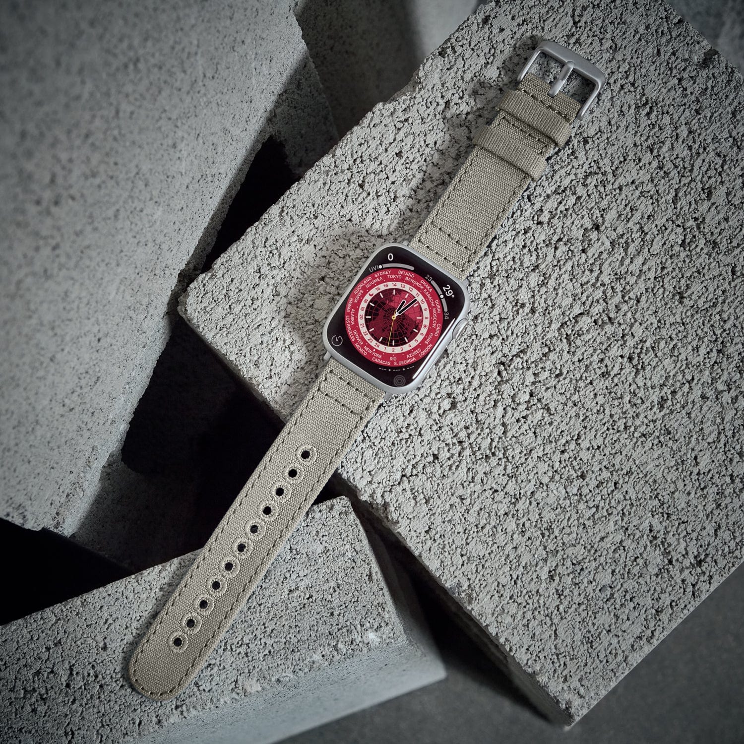 Apple Watch Canvas Watch Band - Ash Gray/Silver Aluminum - Image 3