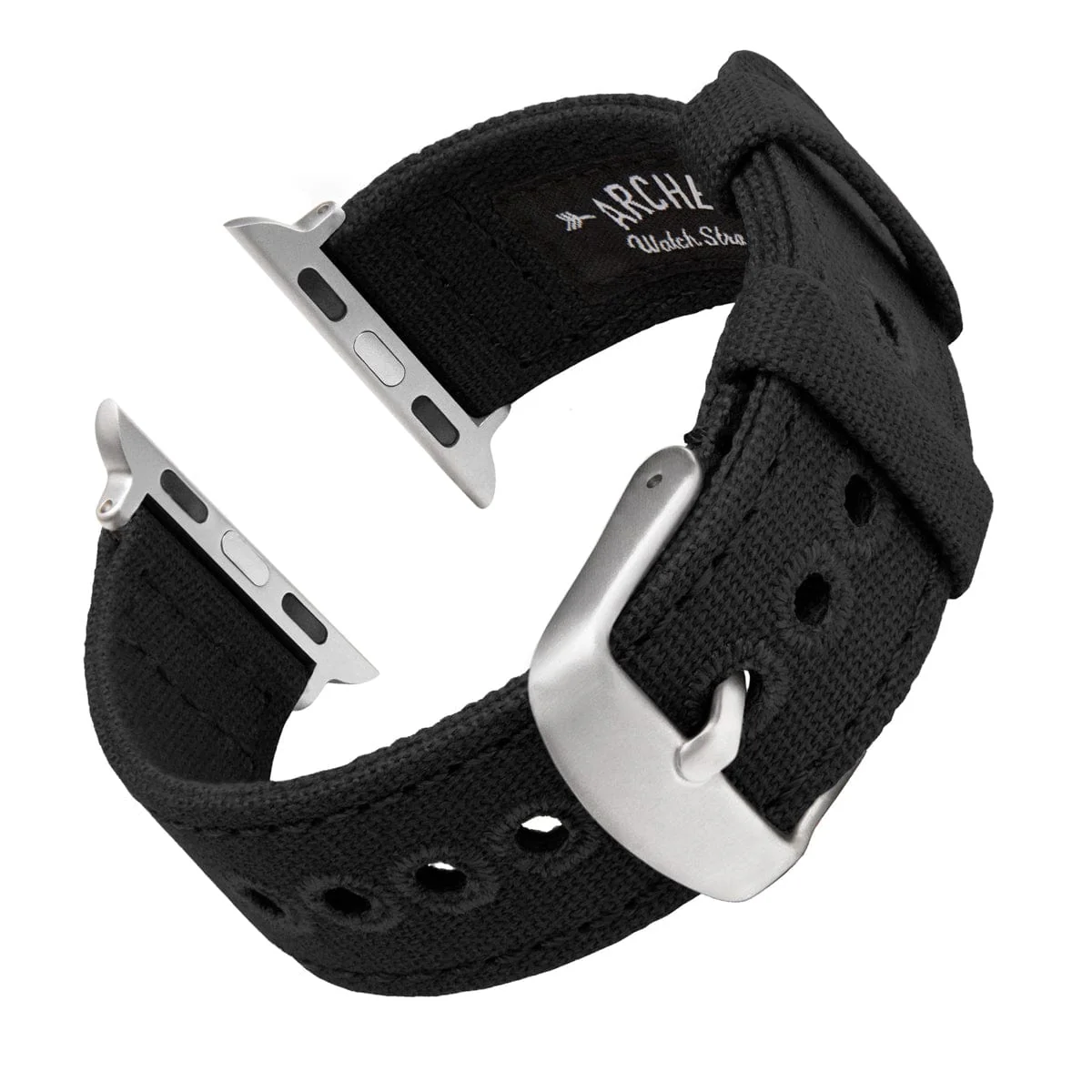 Apple Watch Canvas Watch Band - Black/Silver Aluminum - Image 4