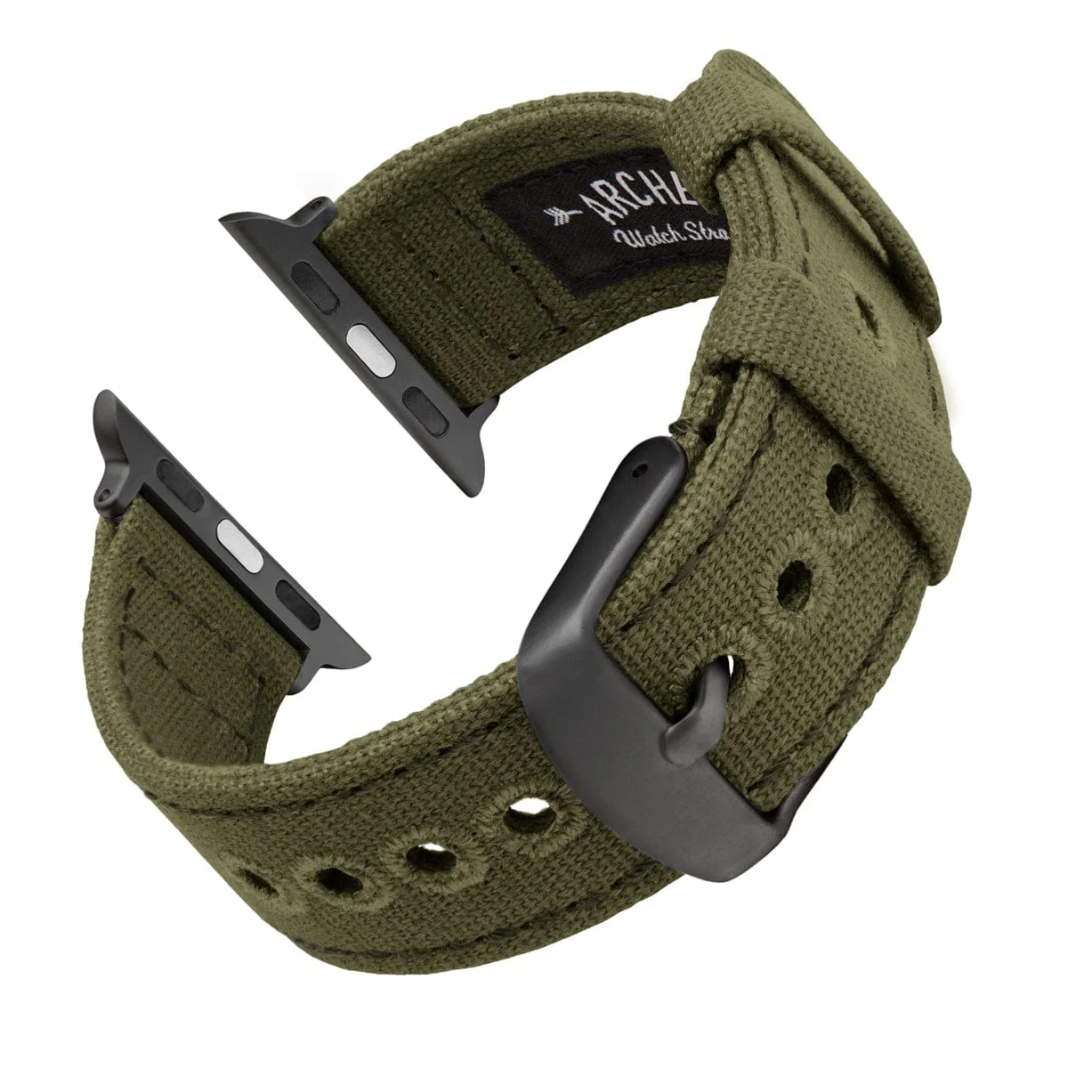 Apple Watch Canvas Watch Band - Faded Olive/Space Gray - Image 4