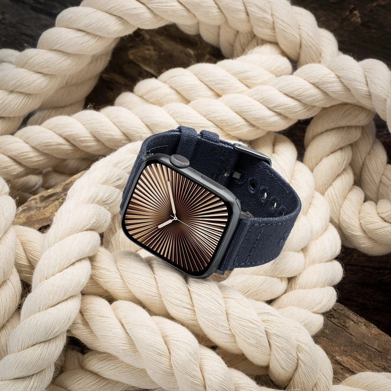Apple Watch Canvas Watch Band - Navy Blue/Space Gray - Image 2