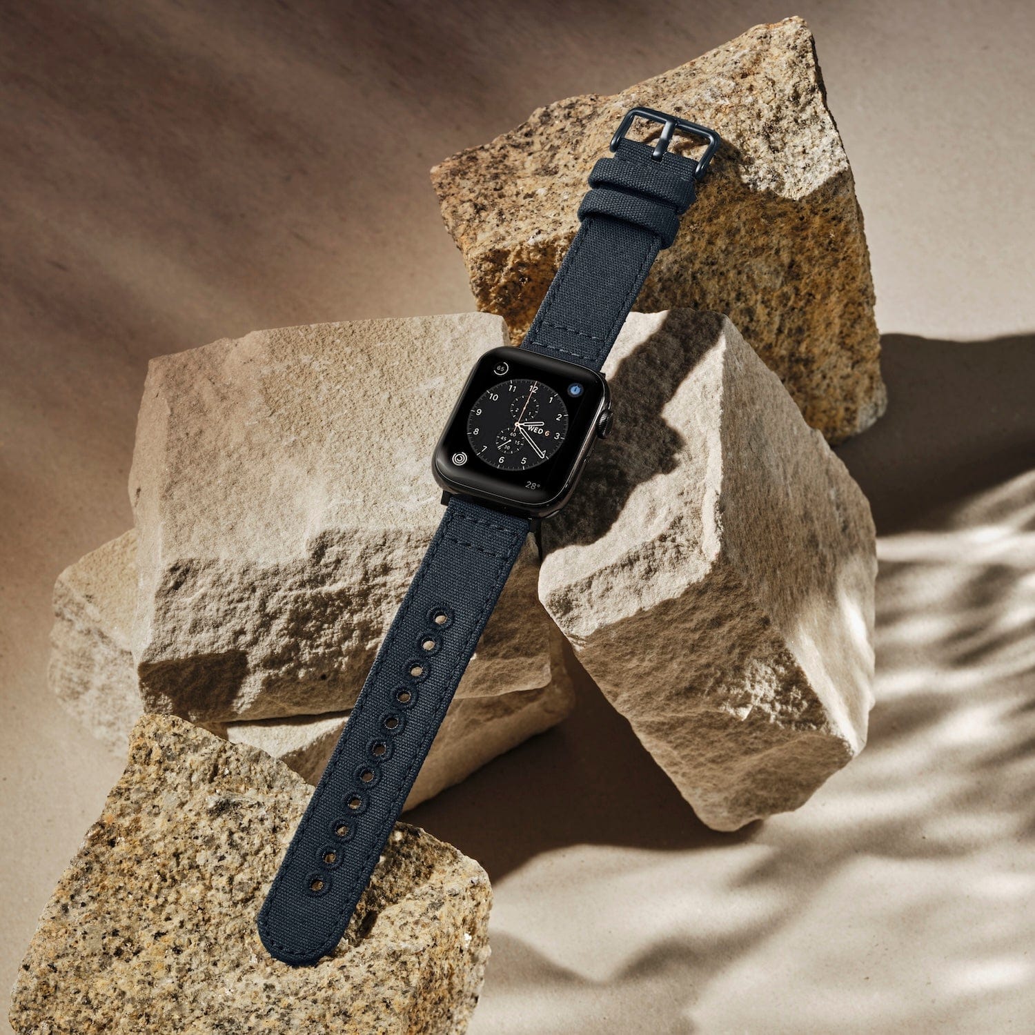 Apple Watch Canvas Watch Band - Navy Blue/Space Gray - Image 3