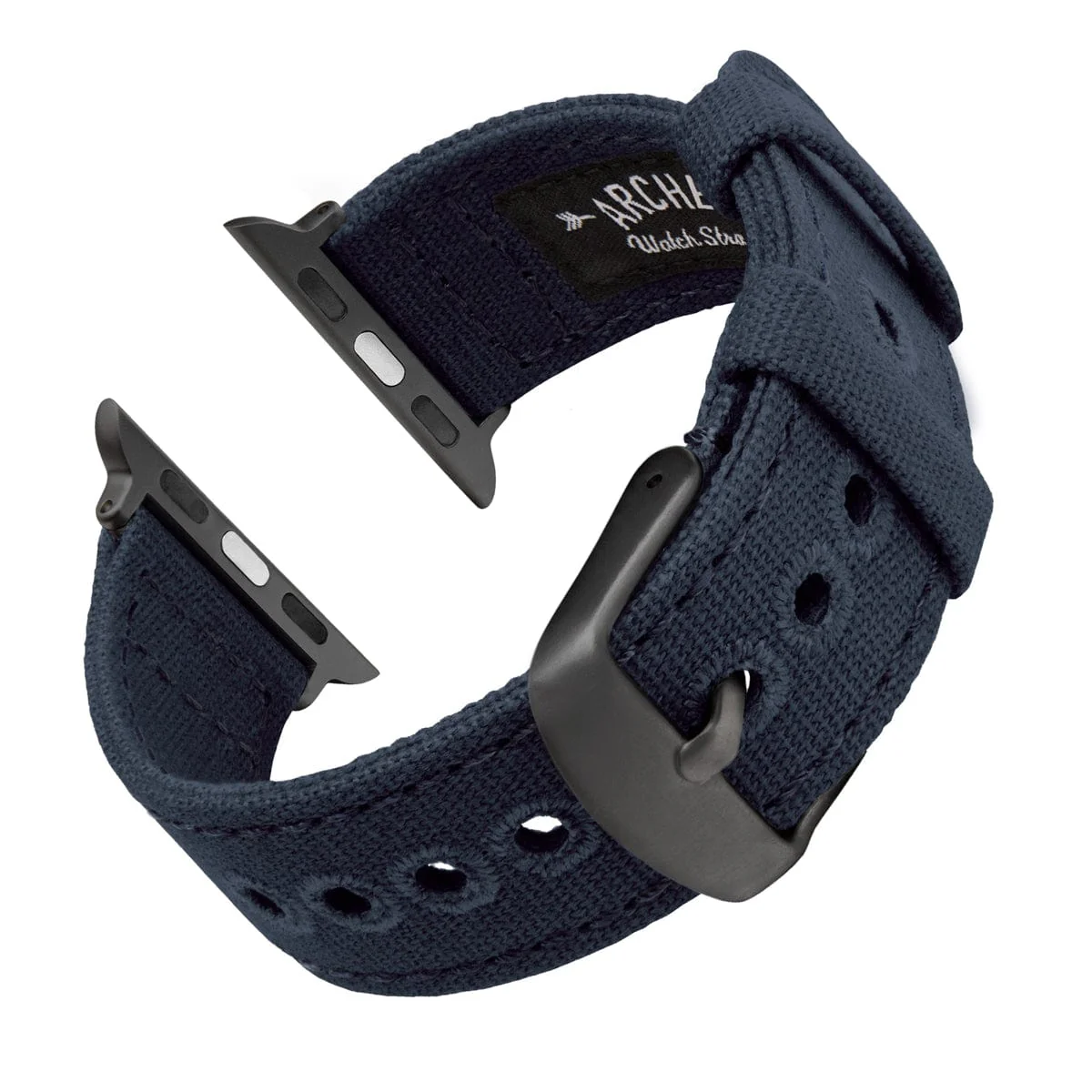 Apple Watch Canvas Watch Band - Navy Blue/Space Gray - Image 4
