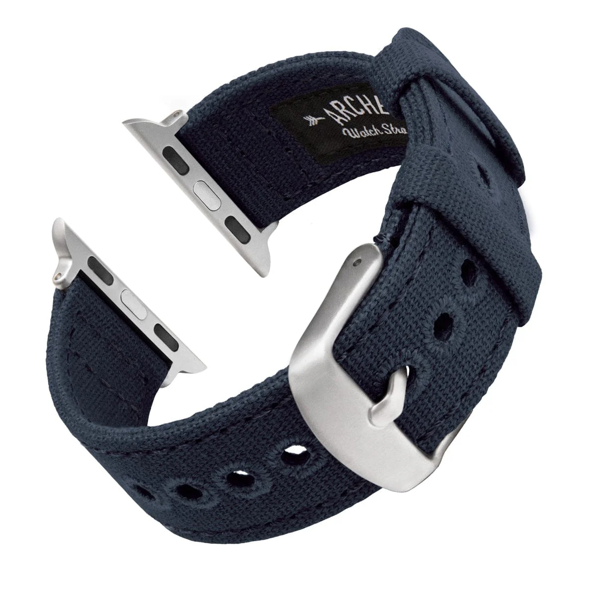 Apple Watch Canvas Watch Band - Navy Blue/Silver Aluminum - Image 4