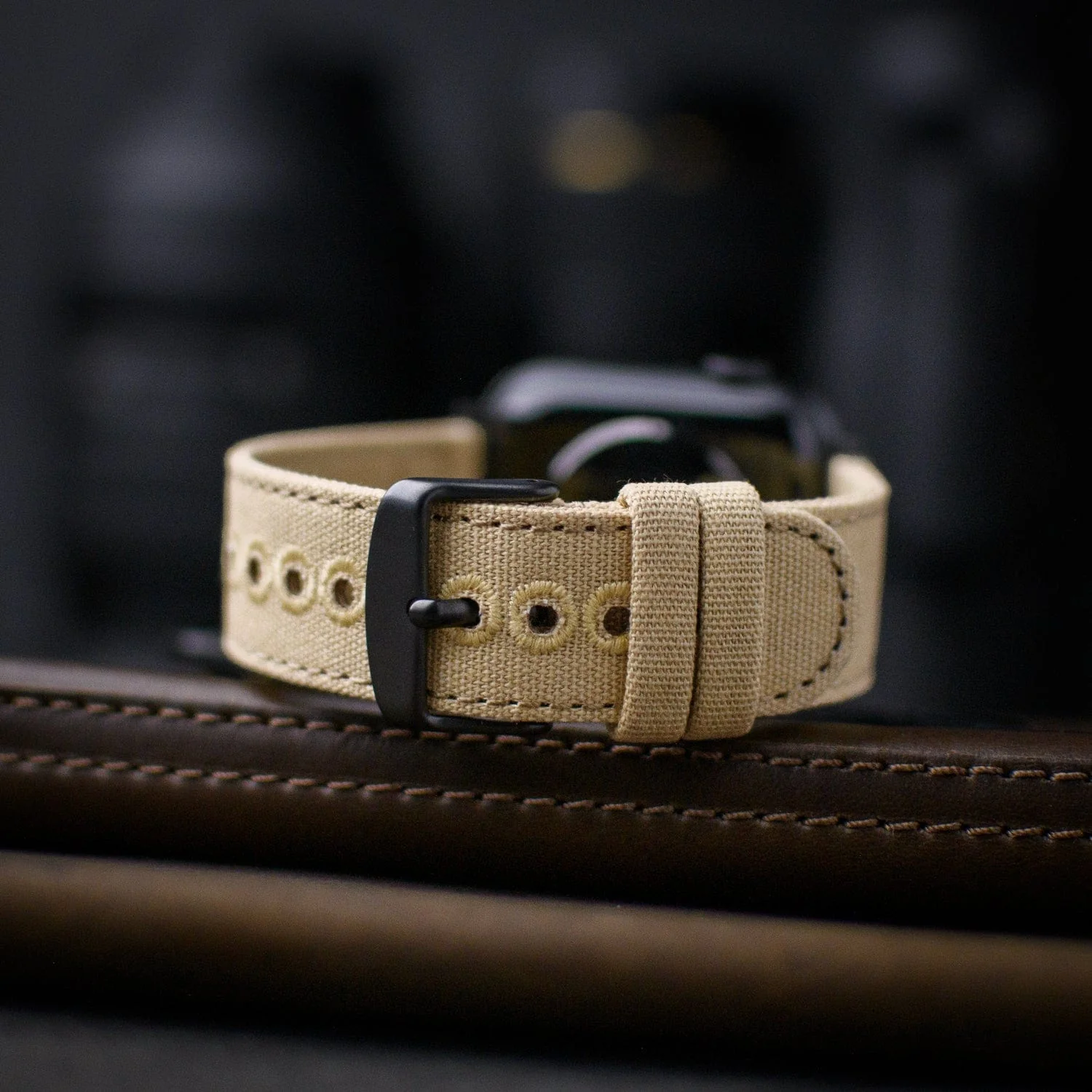 Apple Watch Canvas Watch Band - Sand/Space Gray - Image 2