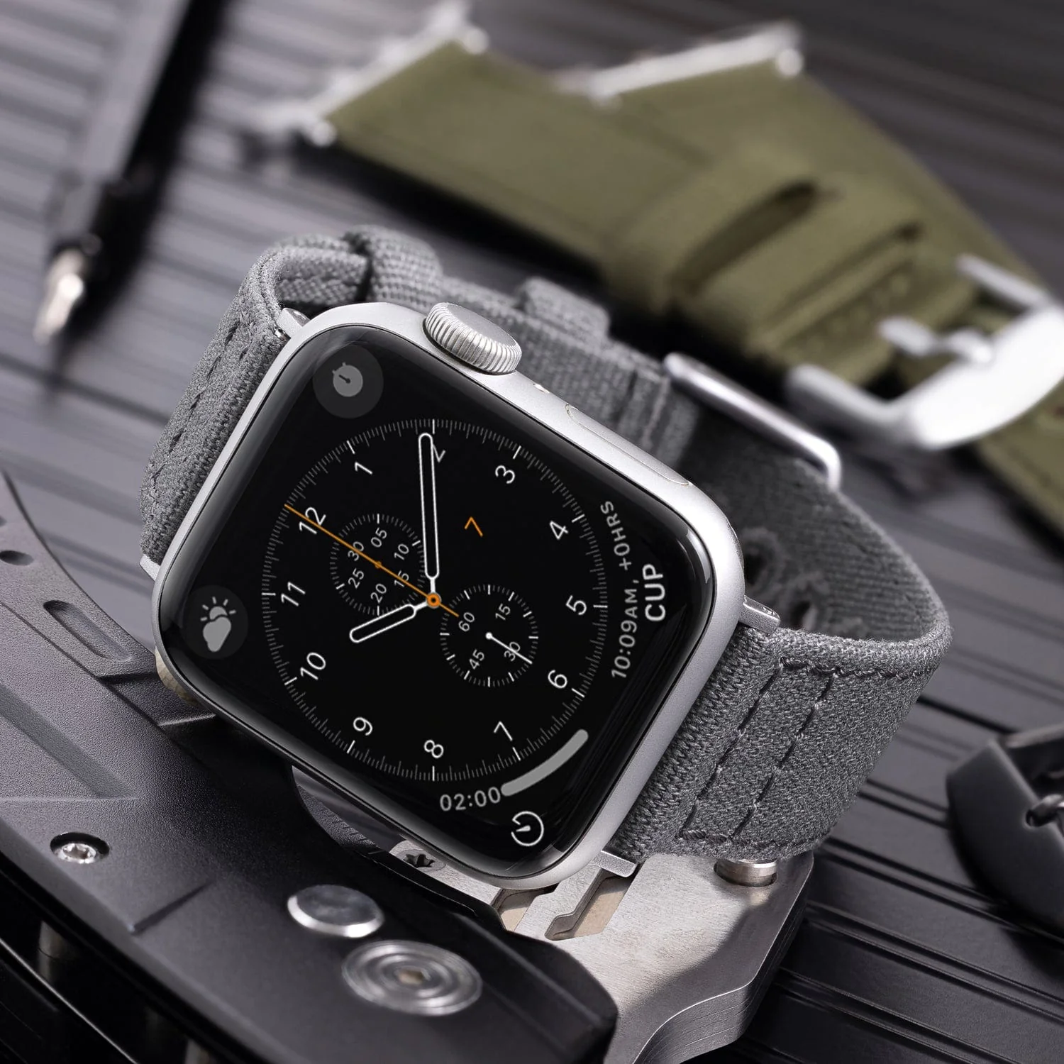 Apple Watch Canvas Watch Band - Slate Gray/Silver Aluminum - Image 2