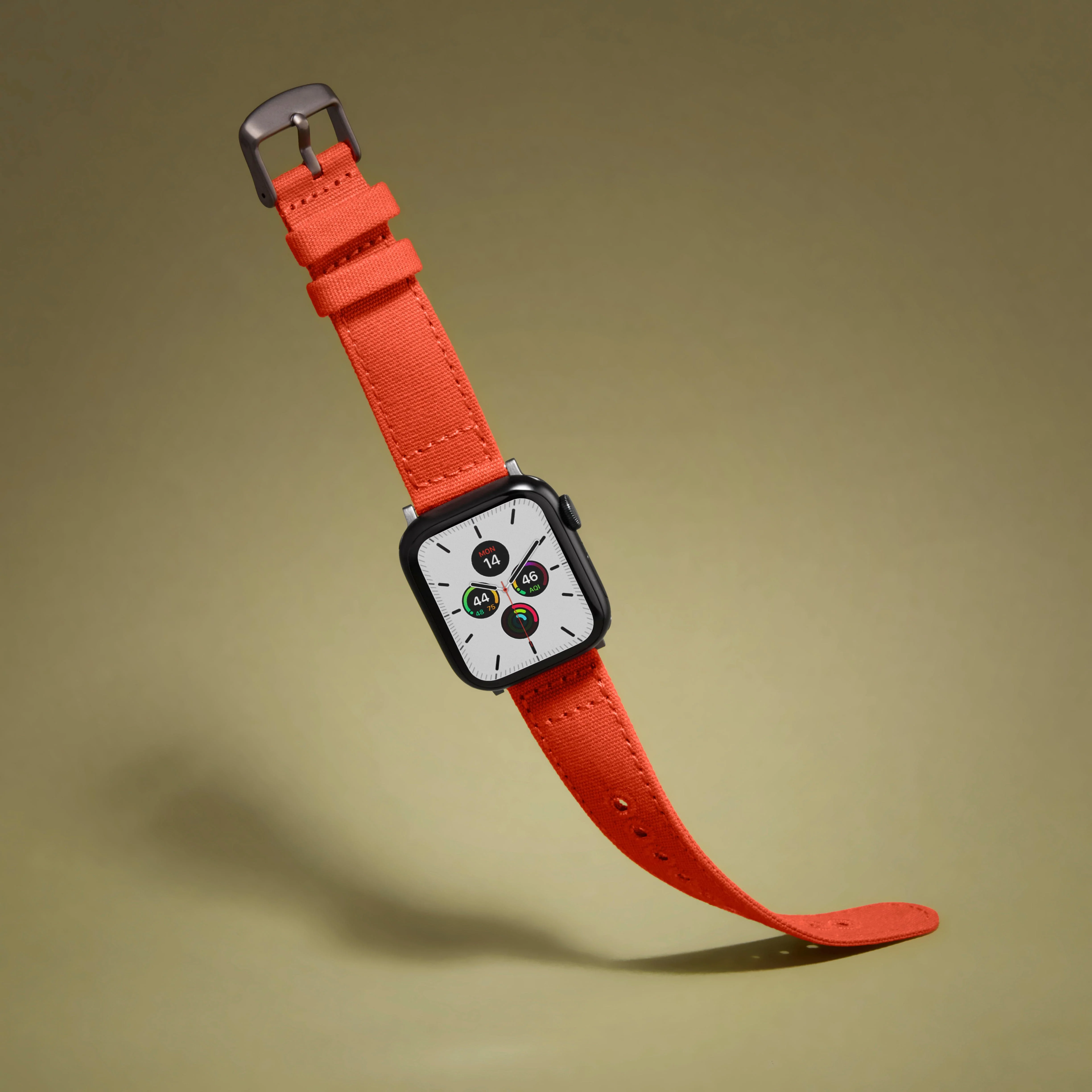 Apple Watch Canvas Watch Band - Tangelo Orange/Space Gray - Image 2