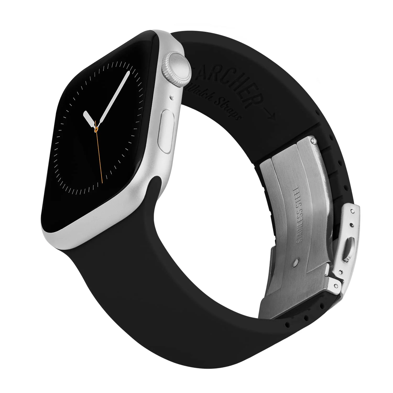 Apple Watch Custom Fit Silicone Watch Band - Black/Silver