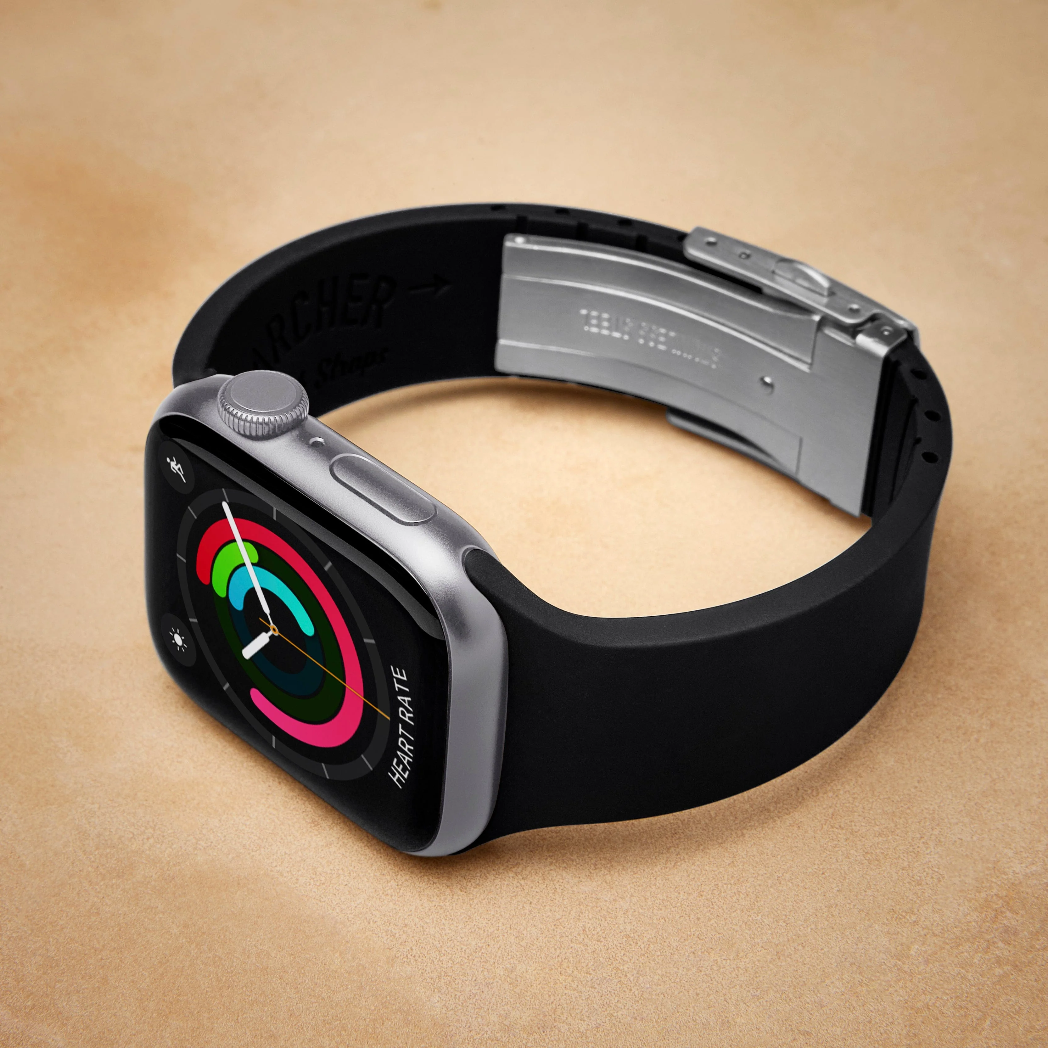 Apple Watch Custom Fit Silicone Watch Band - Black/Silver - Image 2