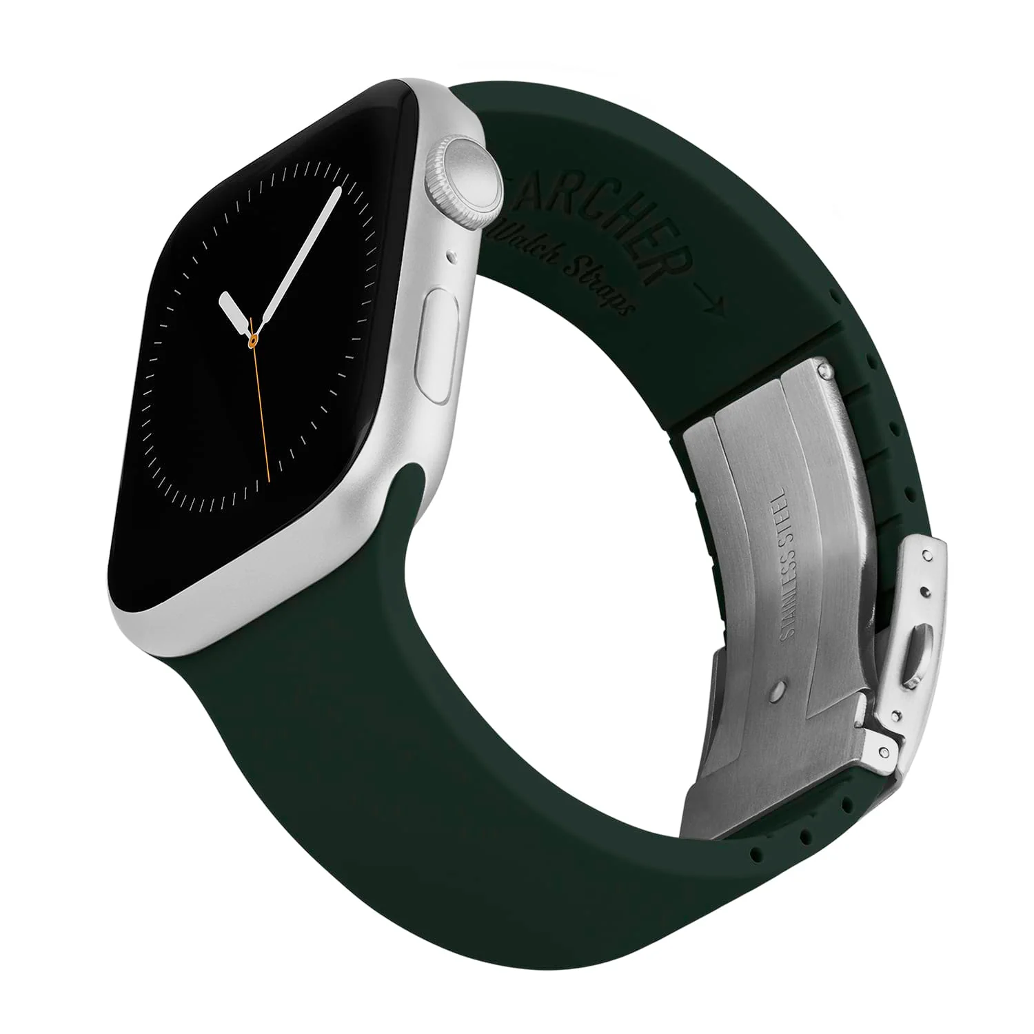 Apple Watch Custom Fit Silicone Watch Band - British Racing Green/Silver