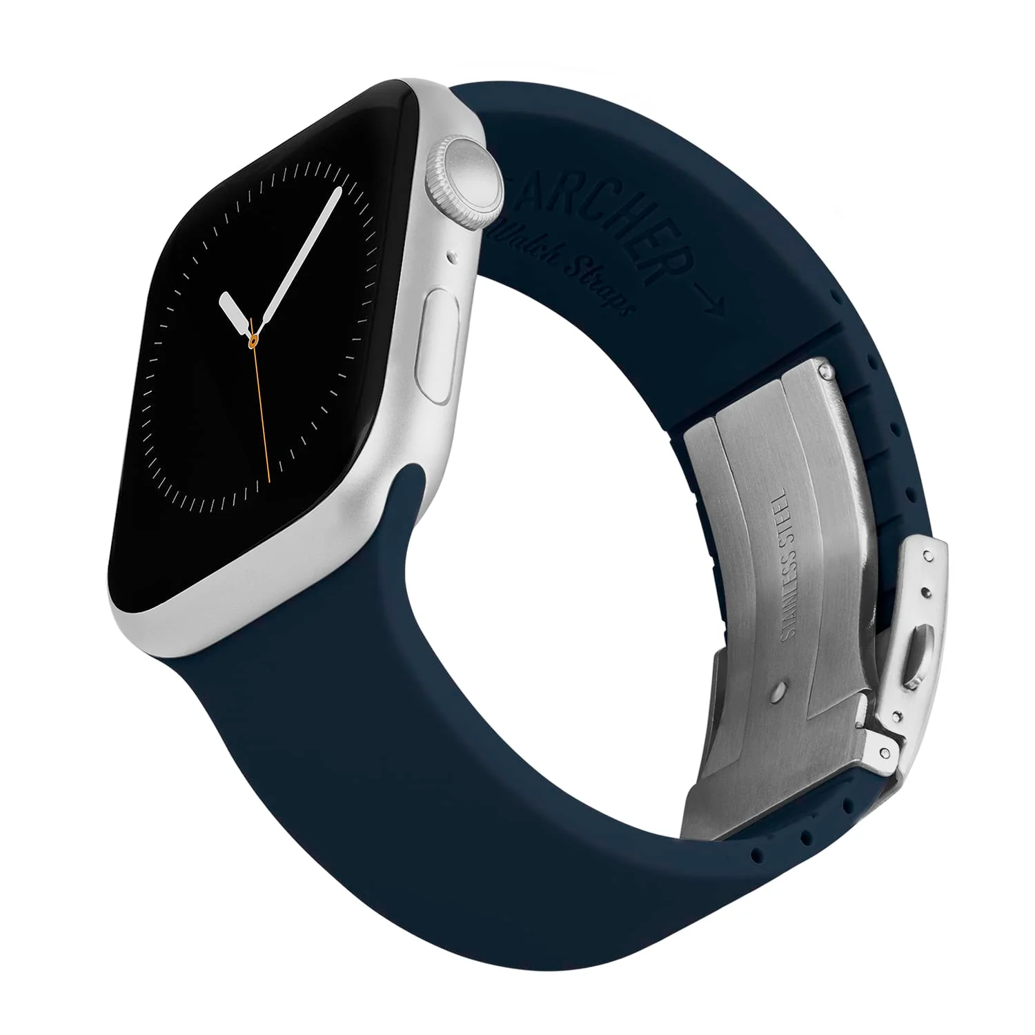 Apple Watch Custom Fit Silicone Watch Band - Midnight Blue/Silver