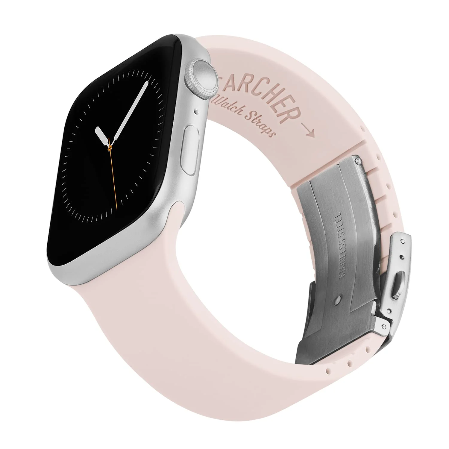 Apple Watch Custom Fit Silicone Watch Band - Pale Rose/Silver