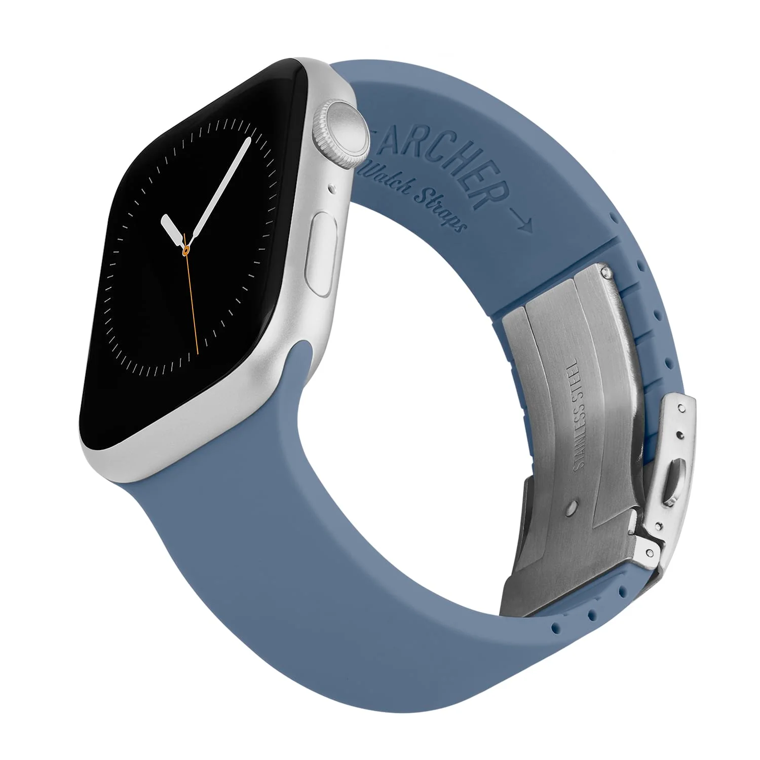 Apple Watch Custom Fit Silicone Watch Band - Steel Blue/Silver