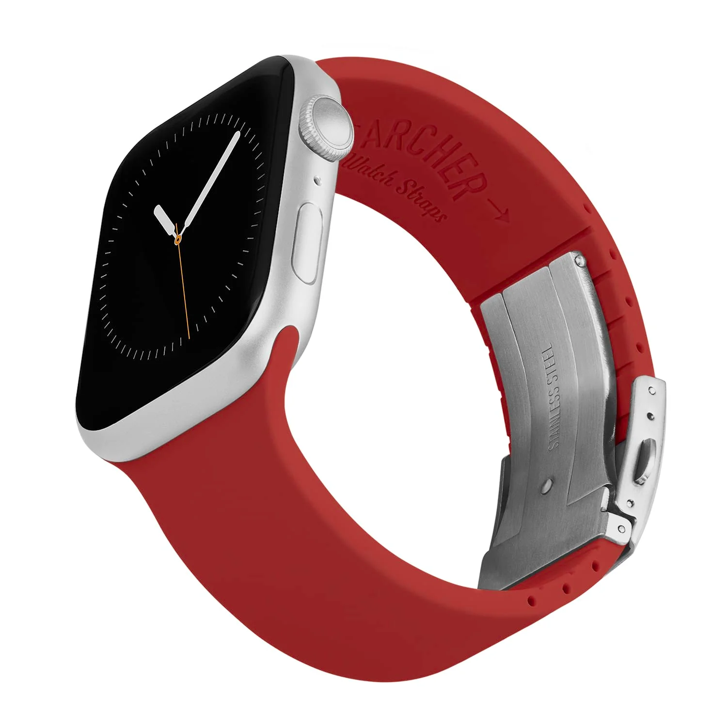 Apple Watch Custom Fit Silicone Watch Band - Venetian Red/Silver
