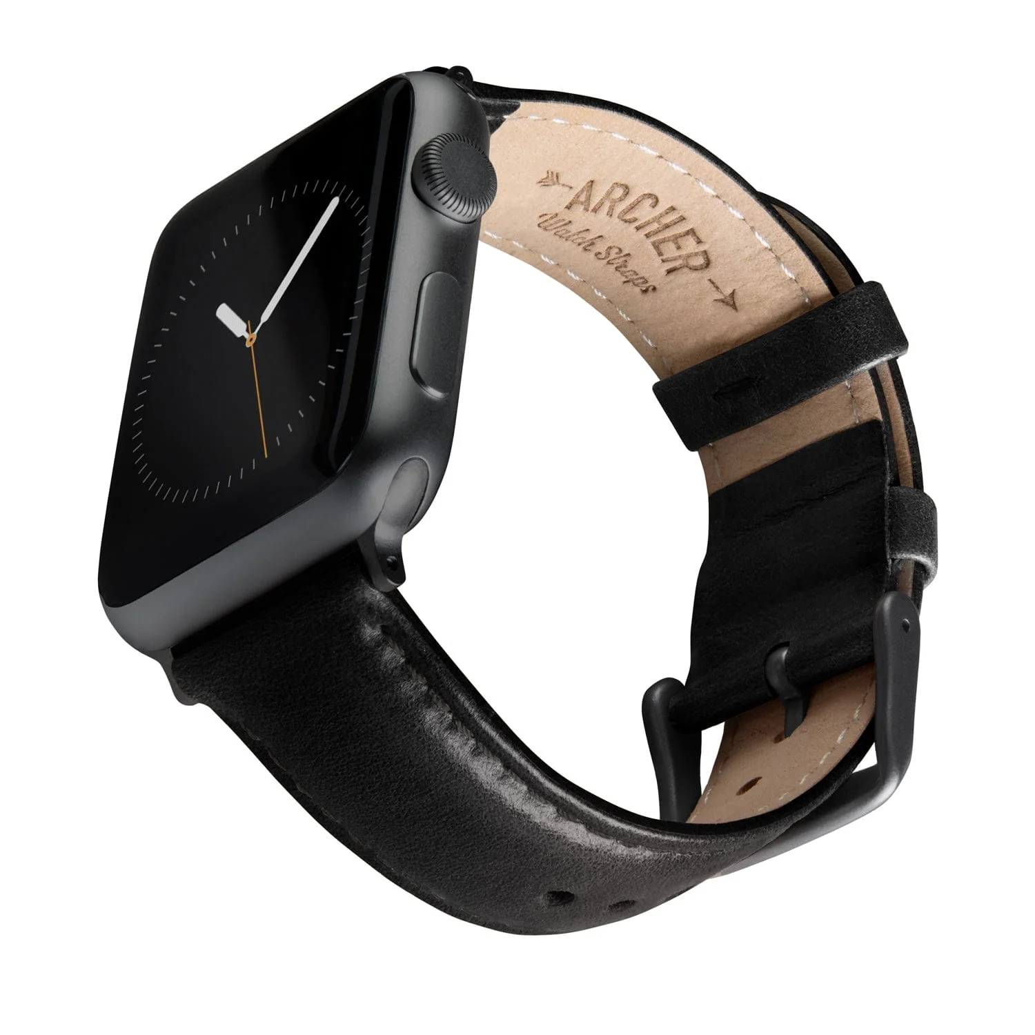 Apple Watch Leather Watch Band - Black/Matched/Space Gray