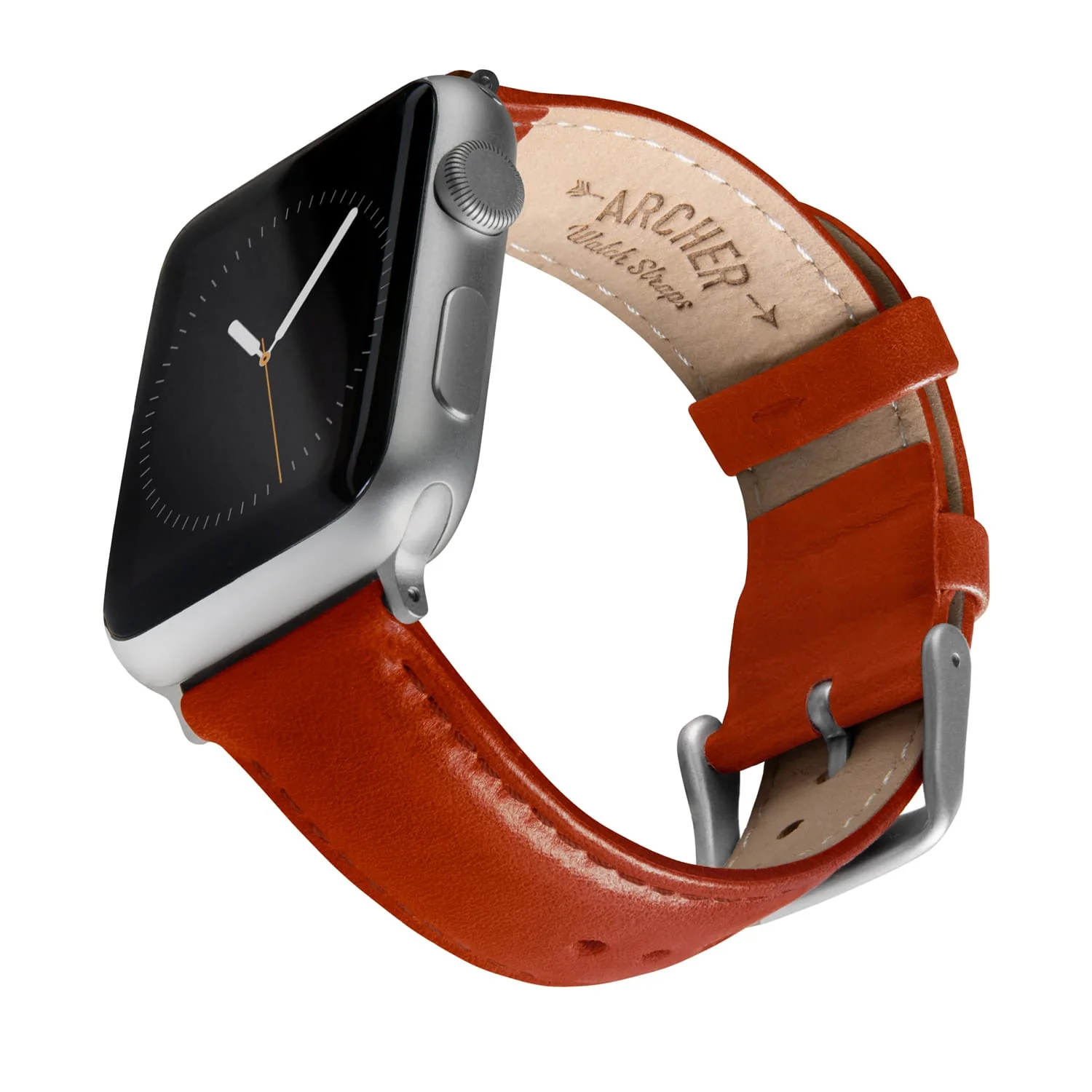 Apple Watch Leather Watch Band - Cognac/Matched/Silver Aluminum