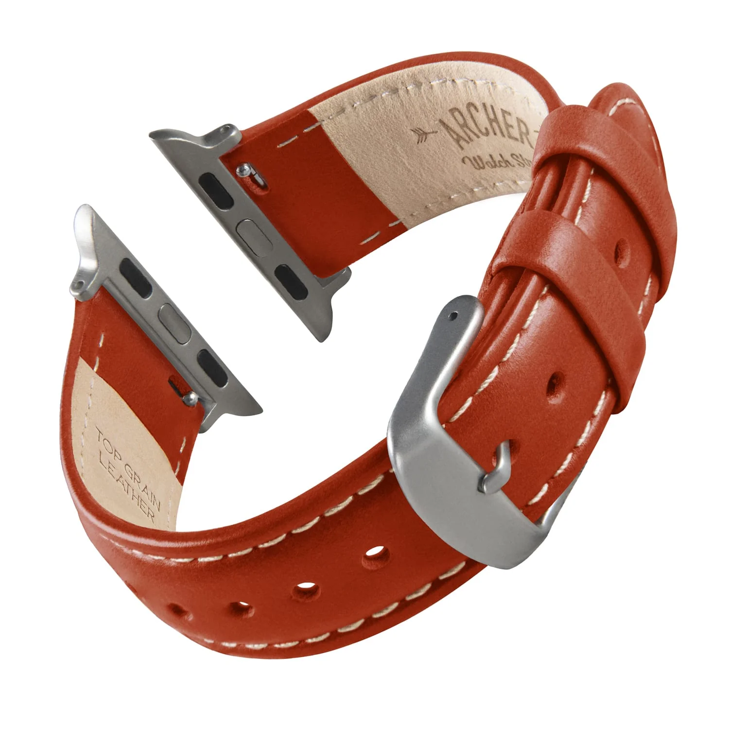 Apple Watch Leather Watch Band - Cognac/Natural/Silver Aluminum - Image 3