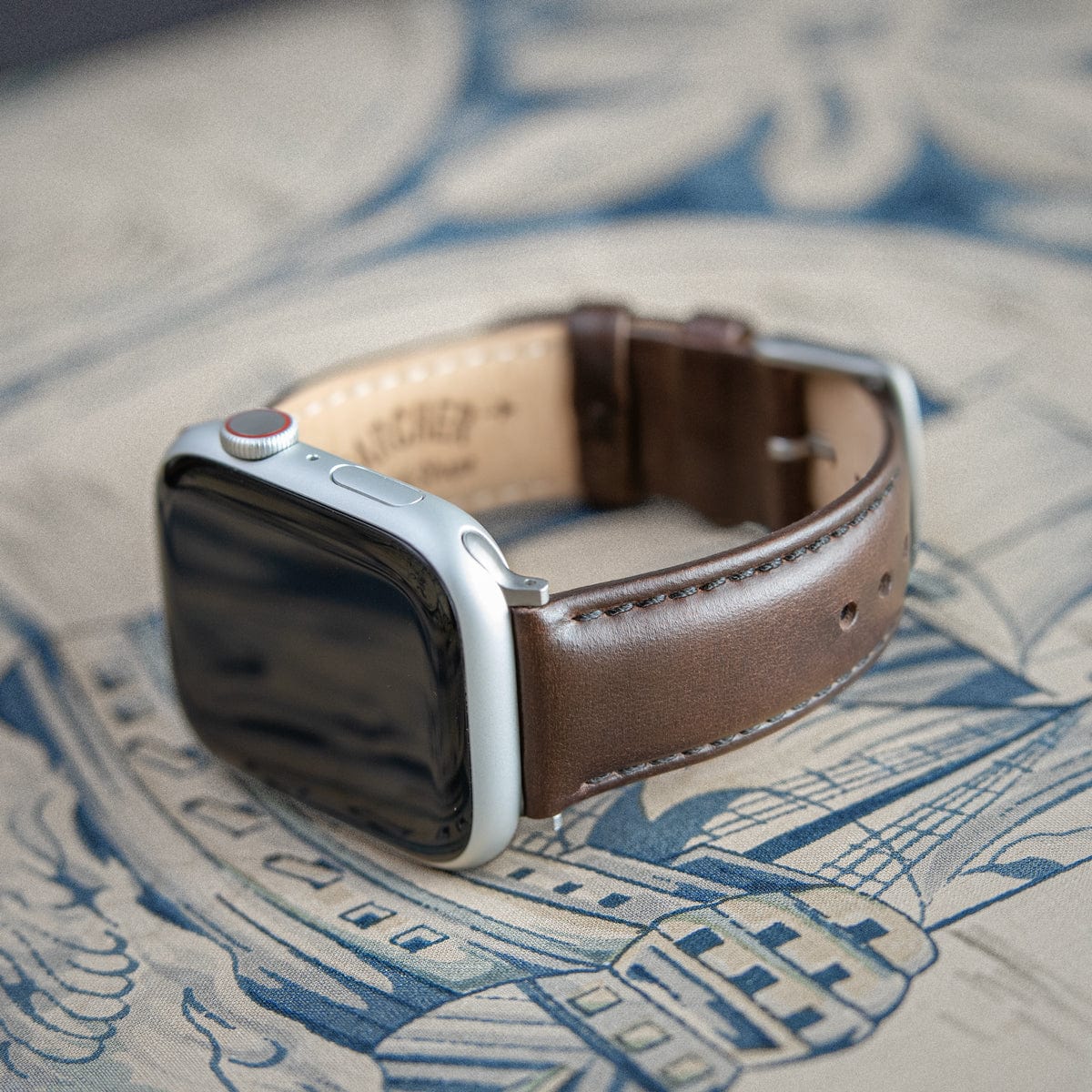 Apple Watch Leather Watch Band - Dark Chestnut/Matched/Silver Aluminum - Image 3