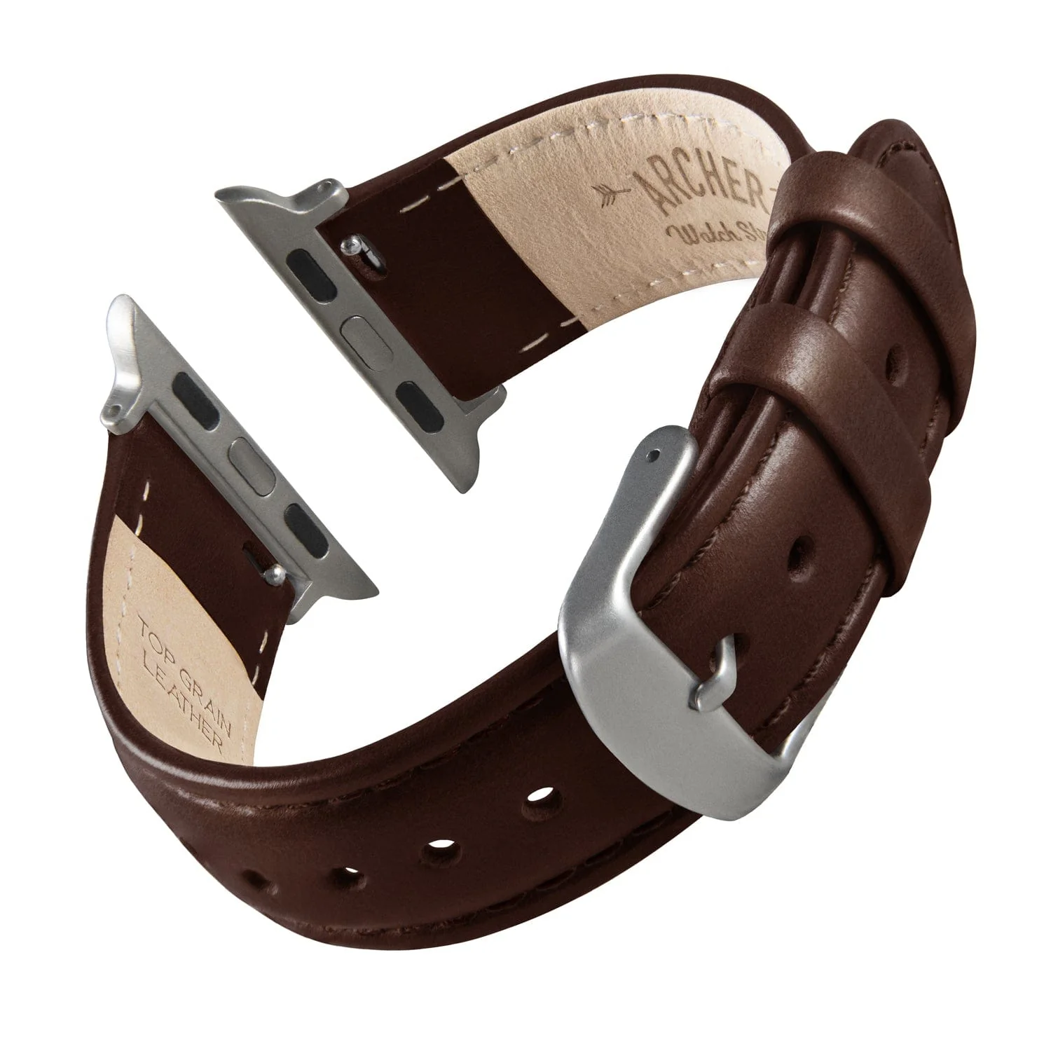 Apple Watch Leather Watch Band - Dark Chestnut/Matched/Silver Aluminum - Image 4