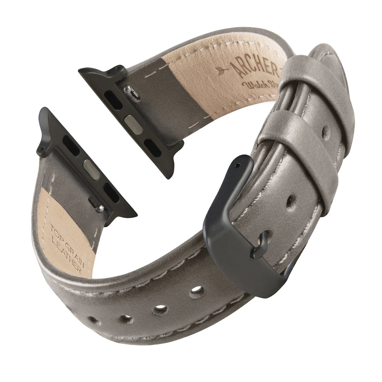 Apple Watch Leather Watch Band - Pewter Gray/Matched/Space Gray - Image 4