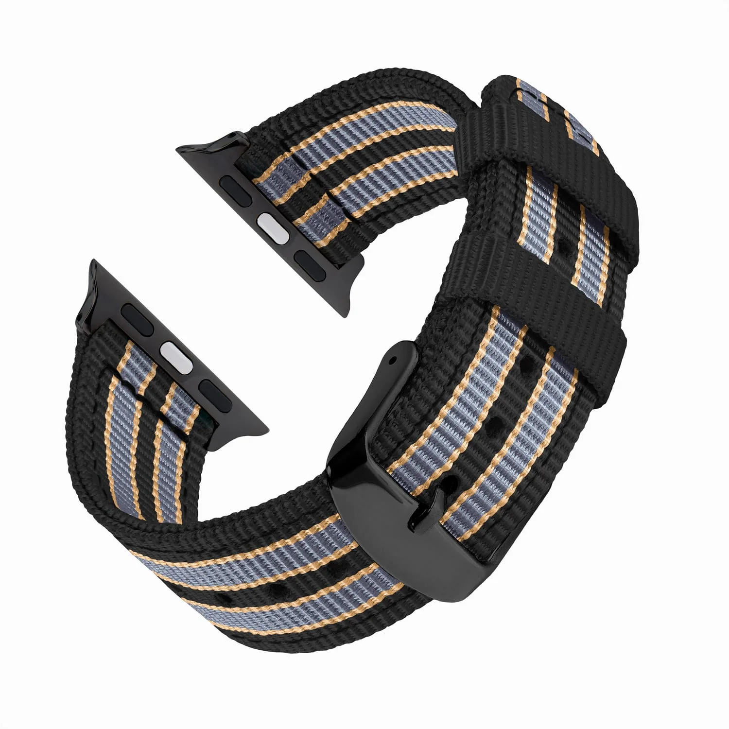 Apple Watch Nylon Watch Band - Black, Gray, Gold/Black - Image 4