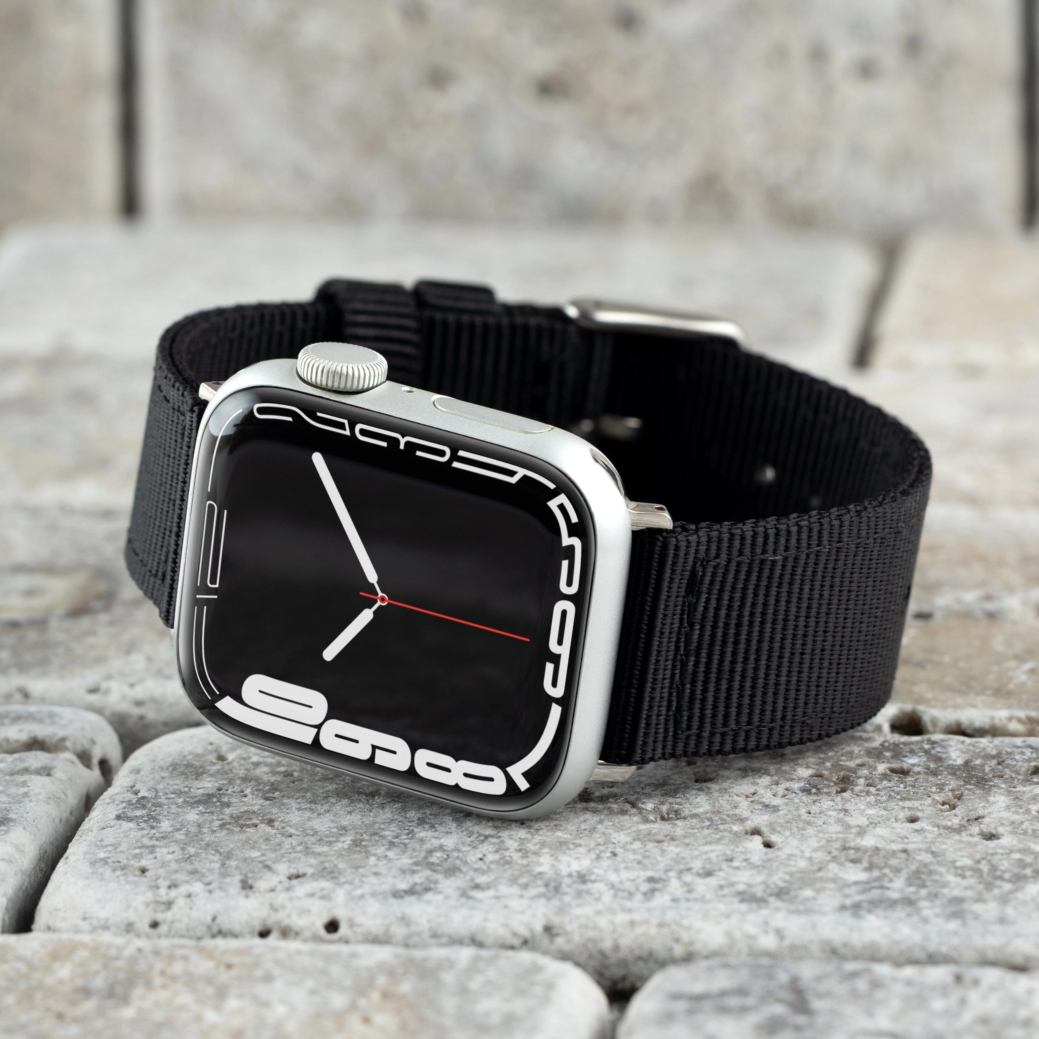 Apple Watch Nylon Watch Band - Black/Stainless - Image 2