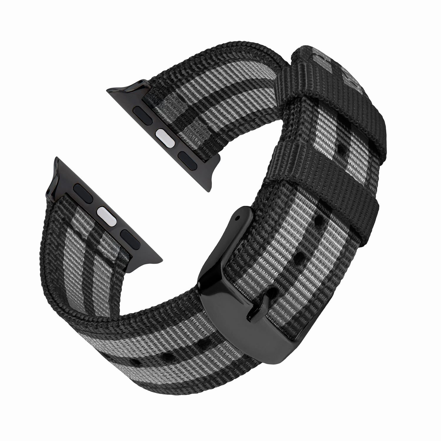 Apple Watch Nylon Watch Band - Black and Gray (James Bond)/Black - Image 4