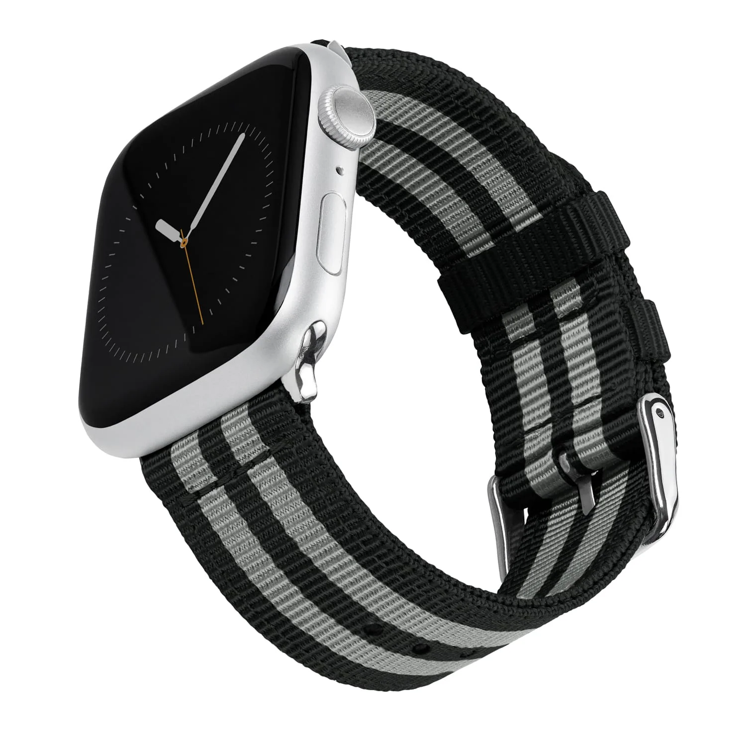 Apple Watch Nylon Watch Band - Black and Gray (James Bond)/Stainless