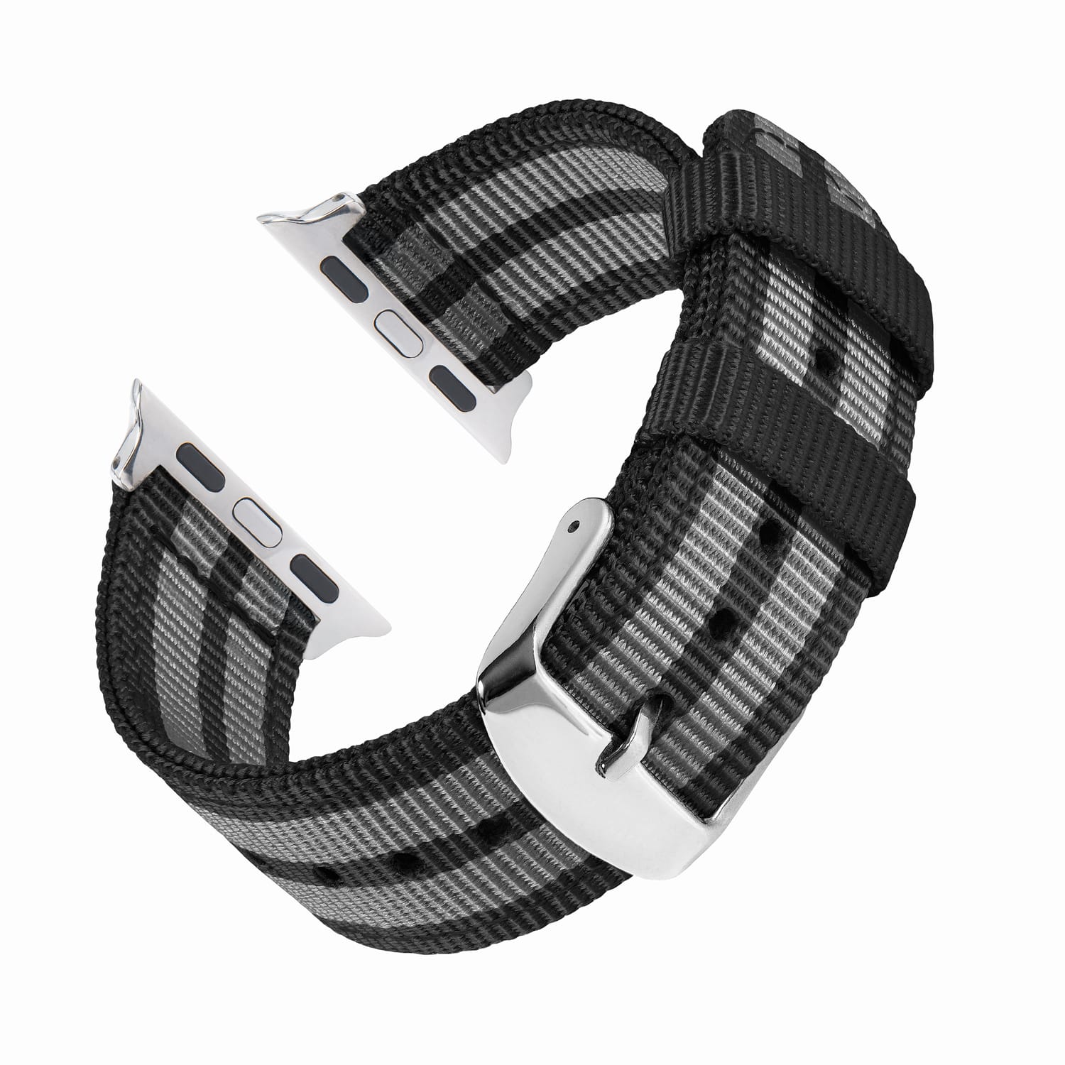 Apple Watch Nylon Watch Band - Black and Gray (James Bond)/Stainless - Image 4