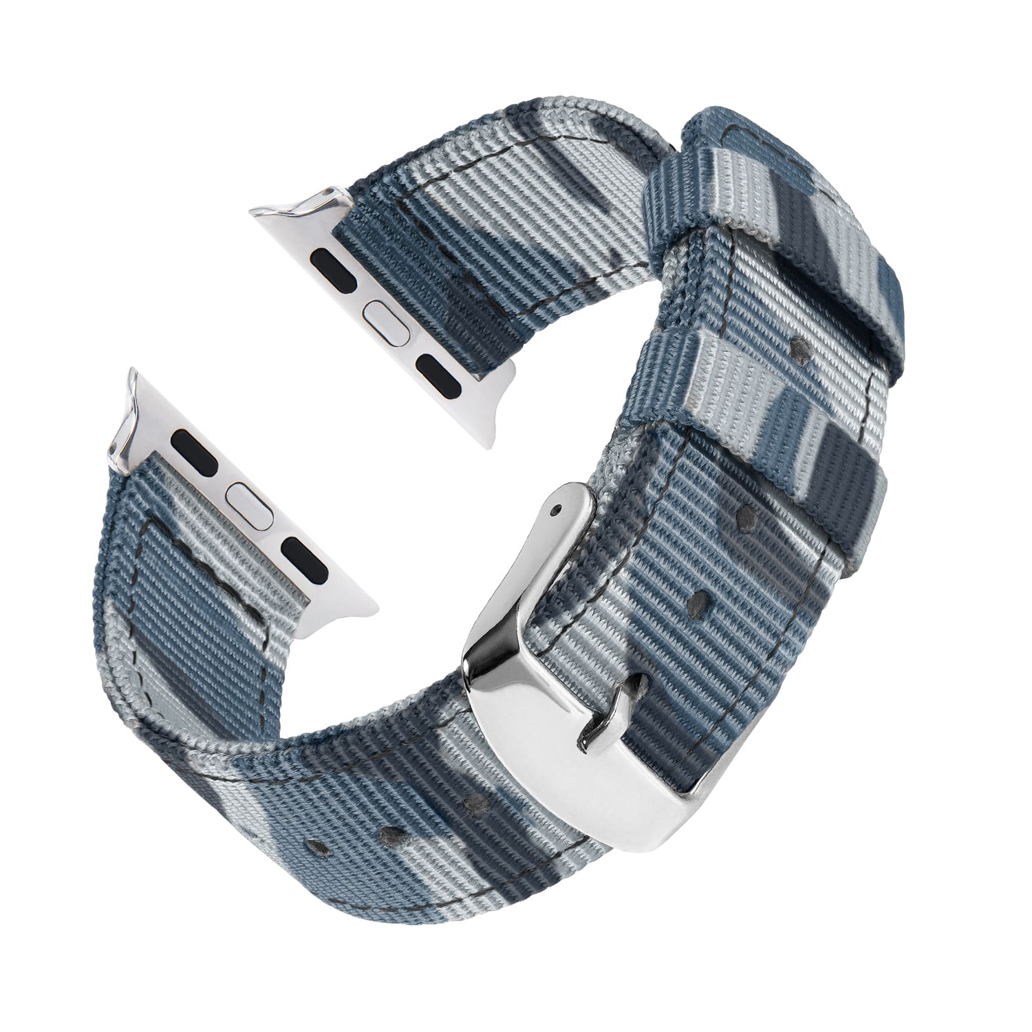 Apple Watch Nylon Watch Band - Blue Camo/Stainless - Image 4