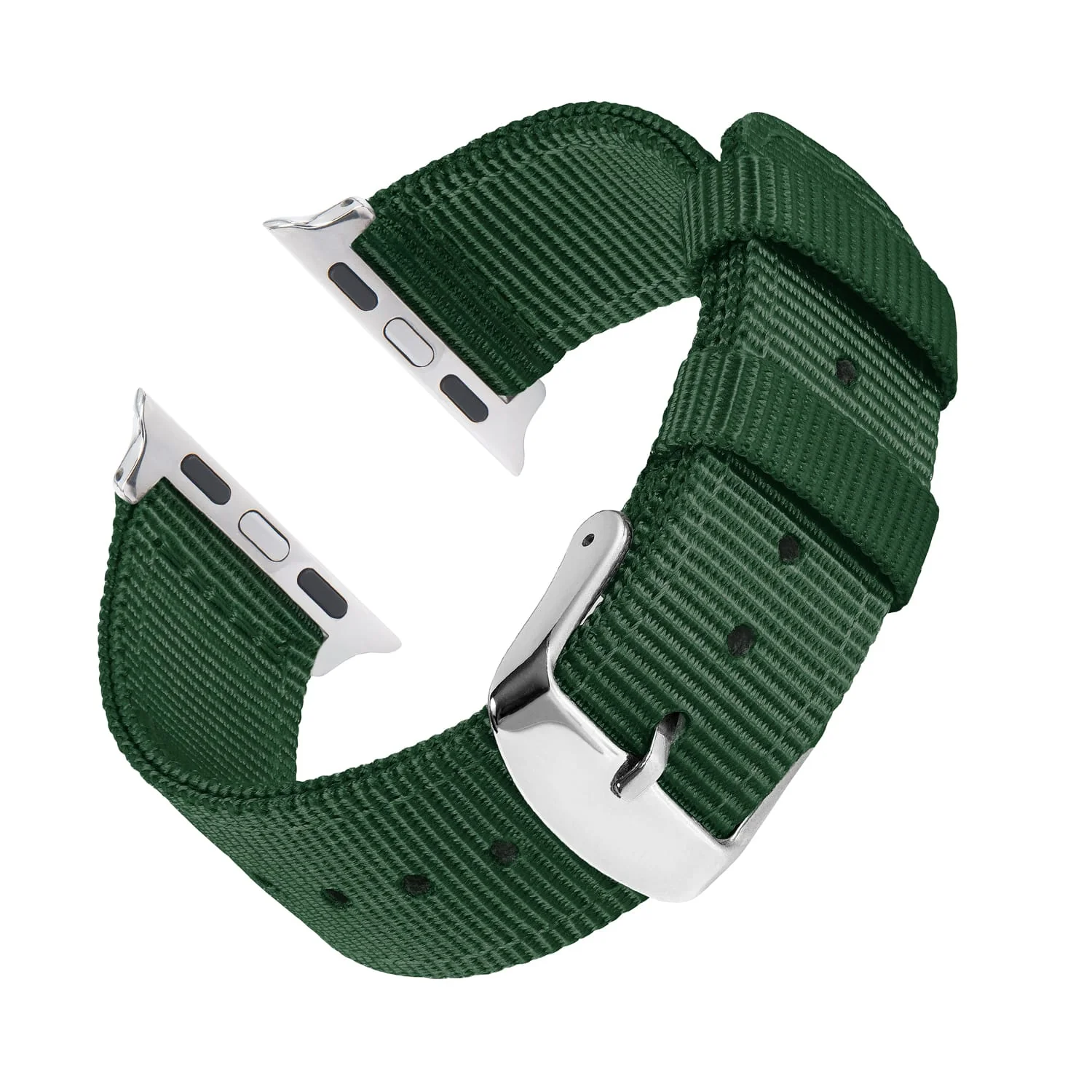 Apple Watch Nylon Watch Band - Forest Green/Stainless - Image 4
