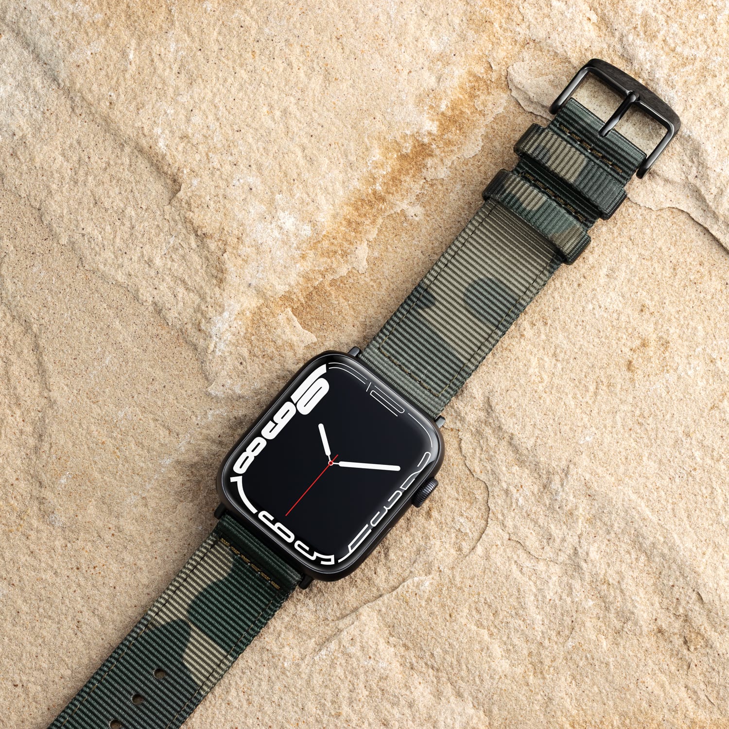 Apple Watch Nylon Watch Band - Green Camo/Black - Image 3