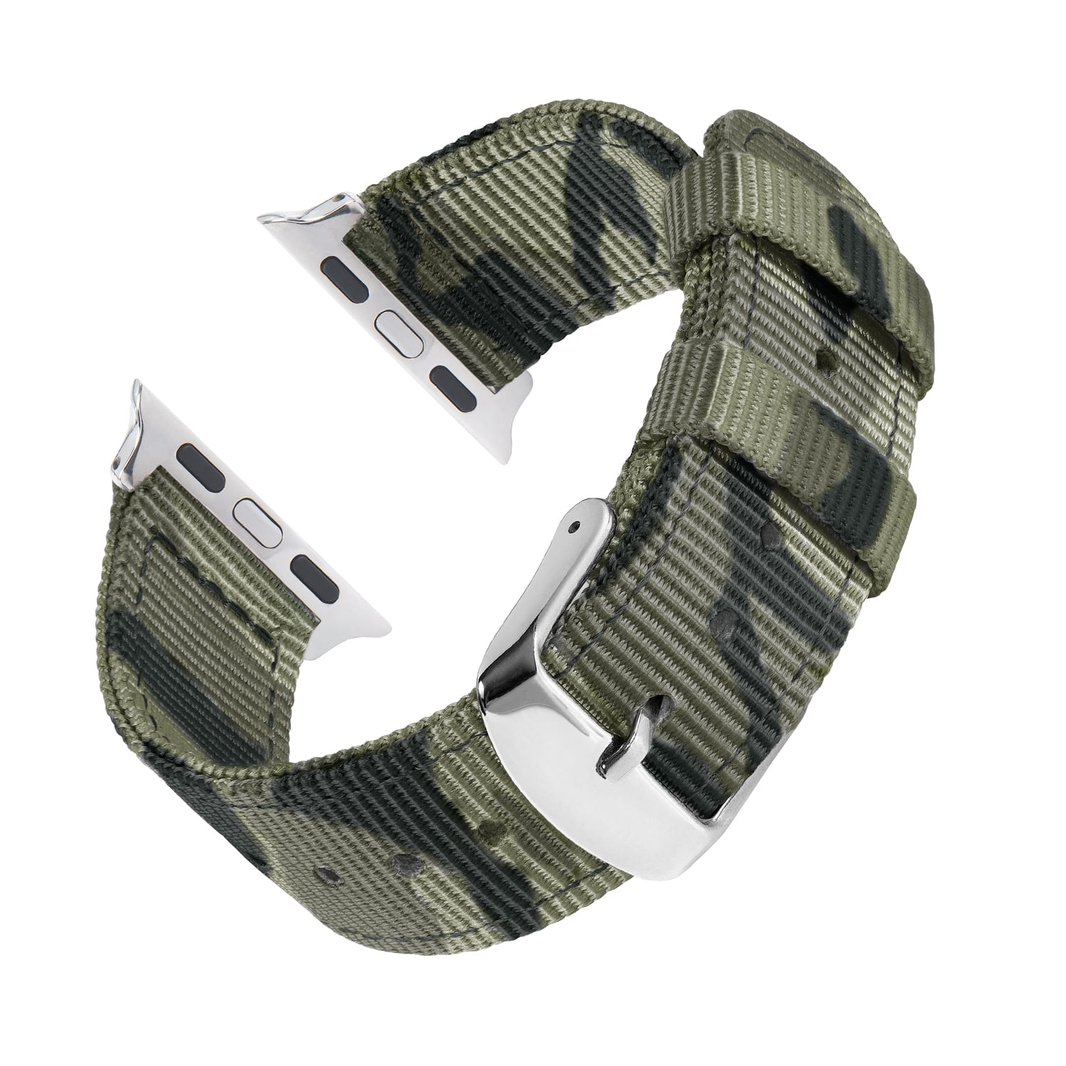 Apple Watch Nylon Watch Band - Green Camo/Stainless - Image 4