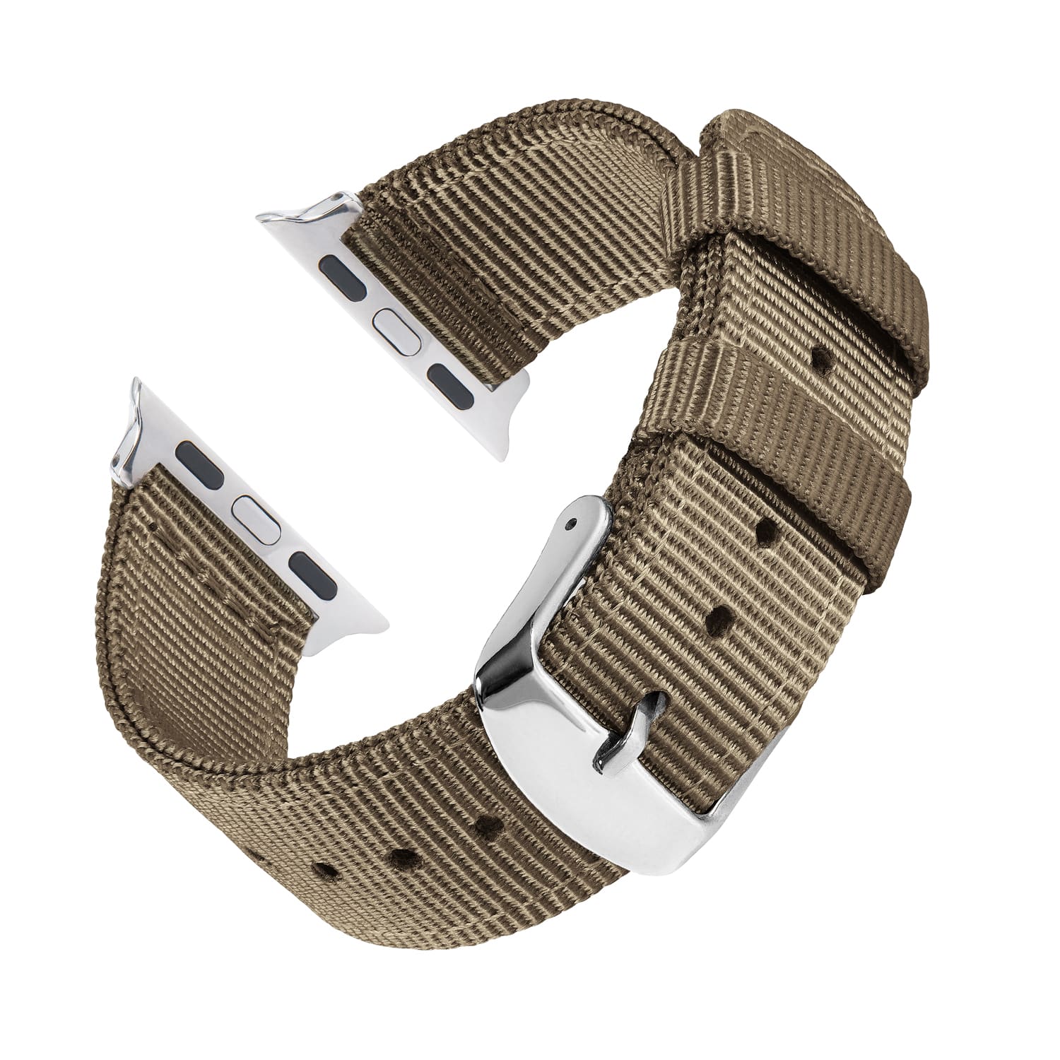 Apple Watch Nylon Watch Band - Khaki/Stainless - Image 4