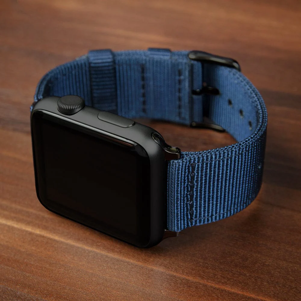 Apple Watch Nylon Watch Band - Navy/Black - Image 3