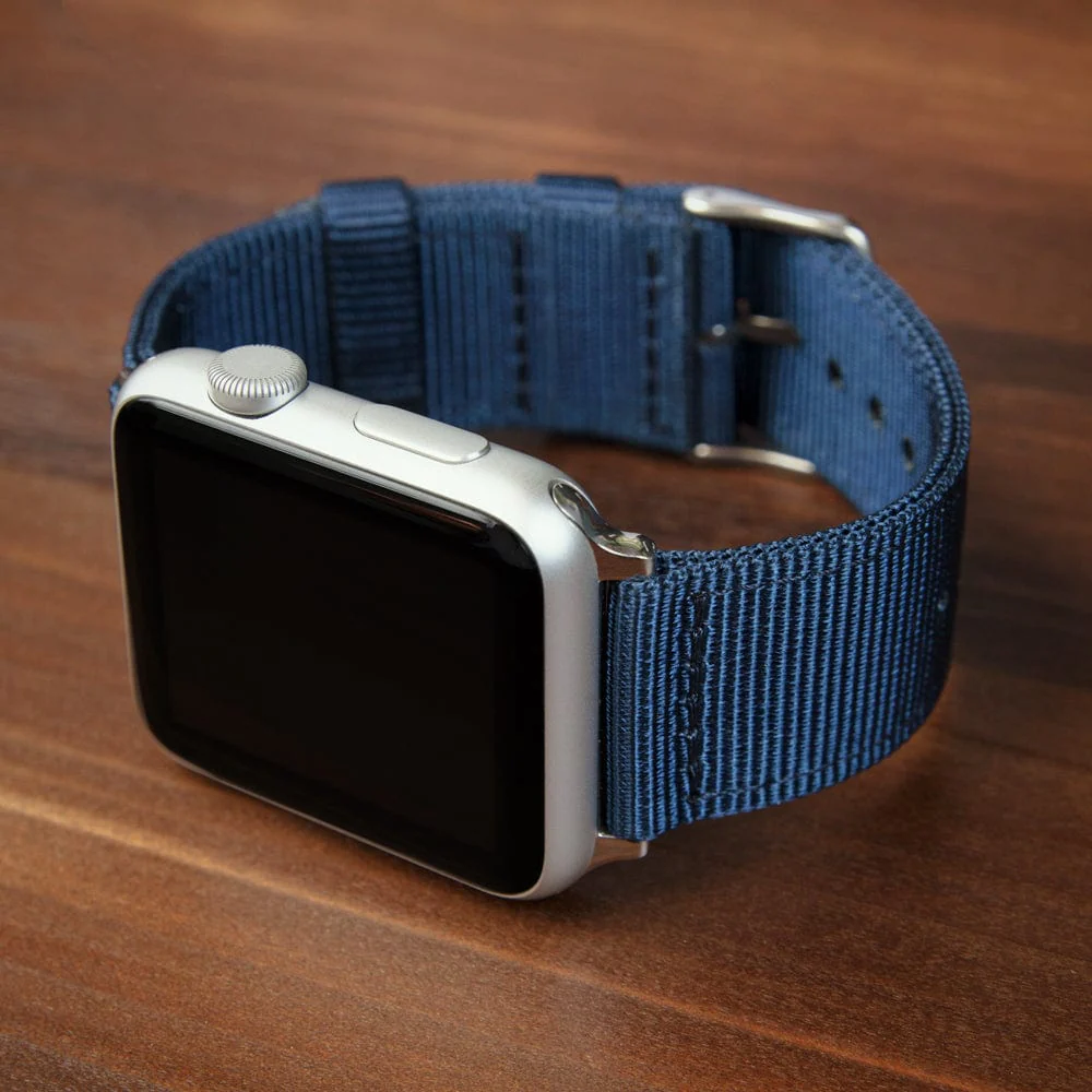 Apple Watch Nylon Watch Band - Navy/Stainless - Image 3