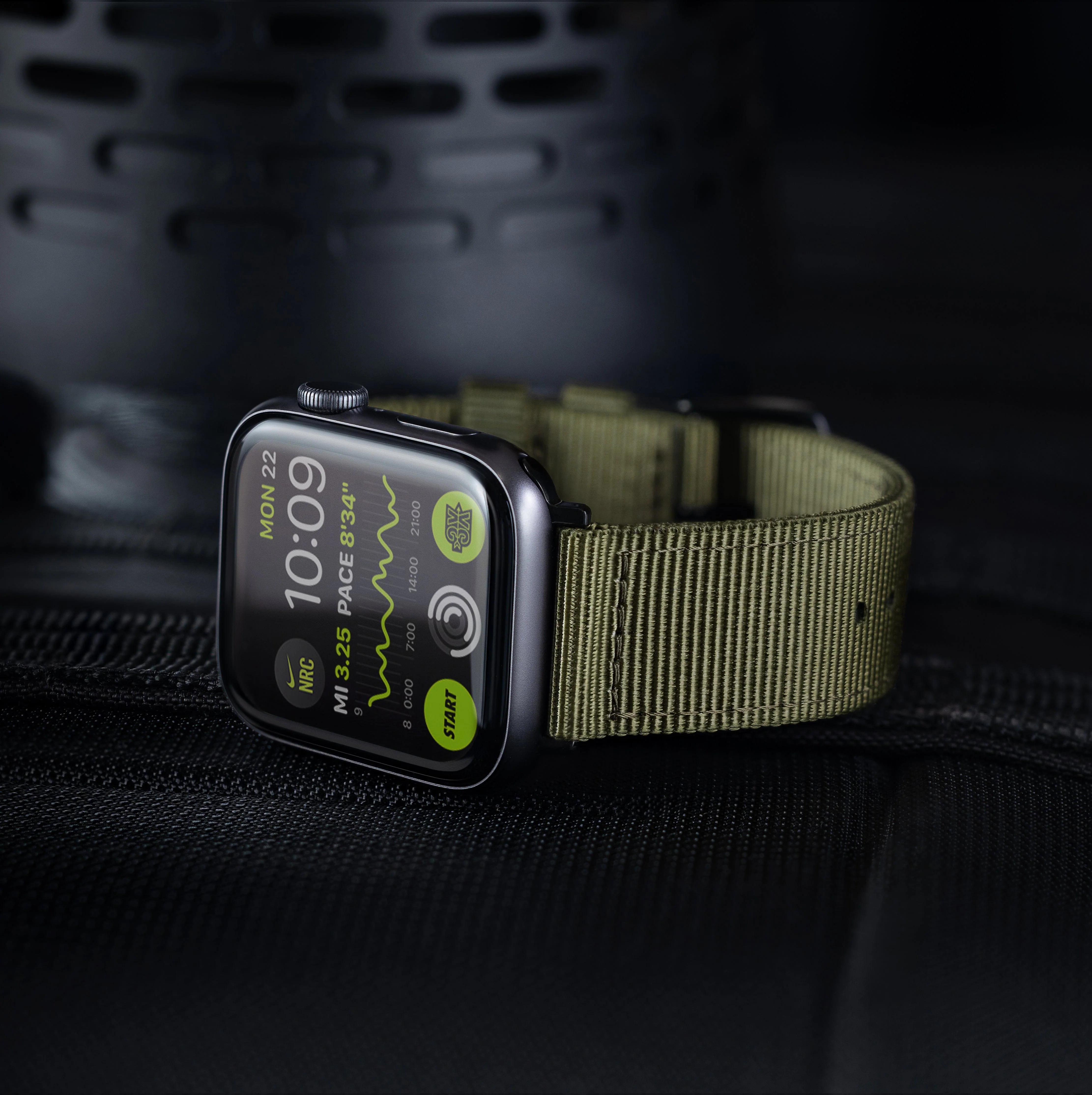 Apple Watch Nylon Watch Band - Olive/Black - Image 2