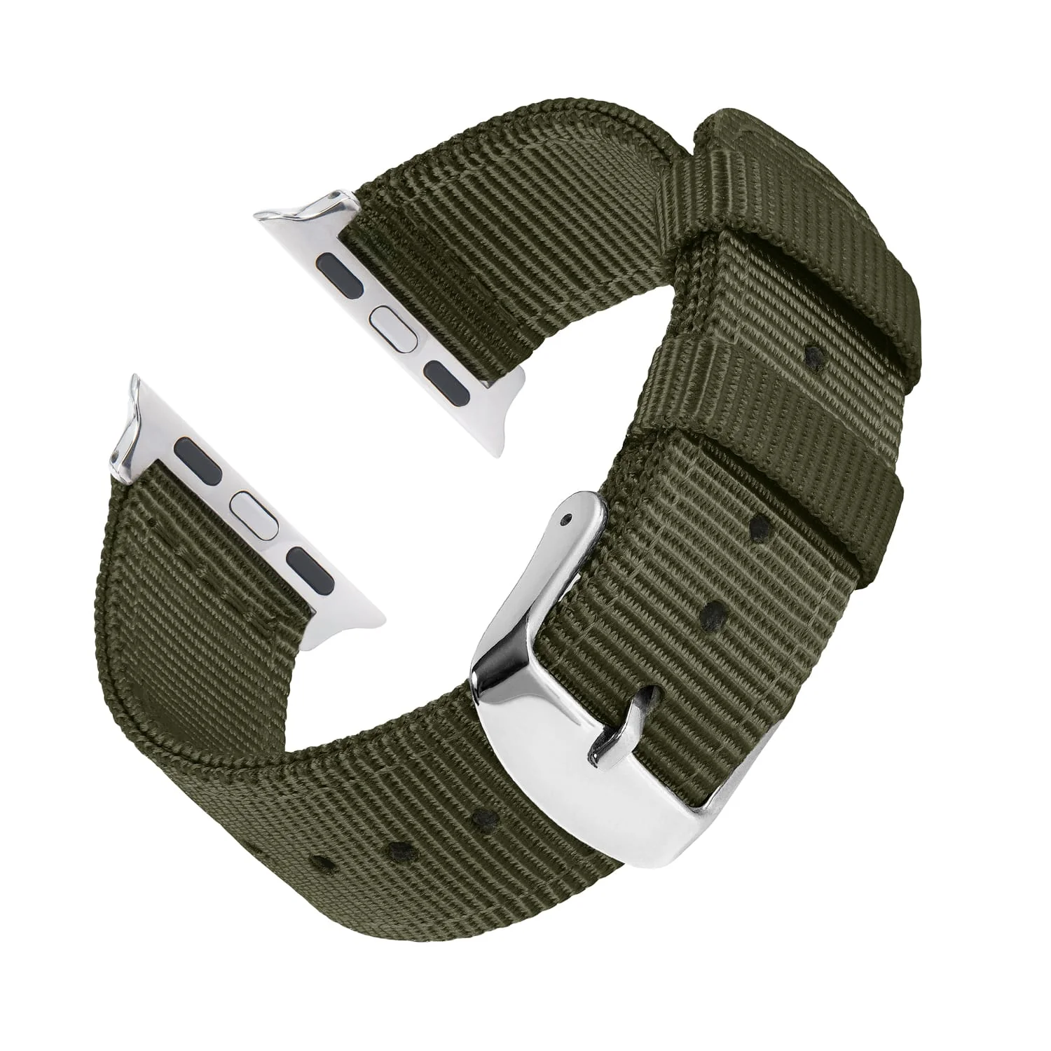 Apple Watch Nylon Watch Band - Olive/Stainless - Image 4