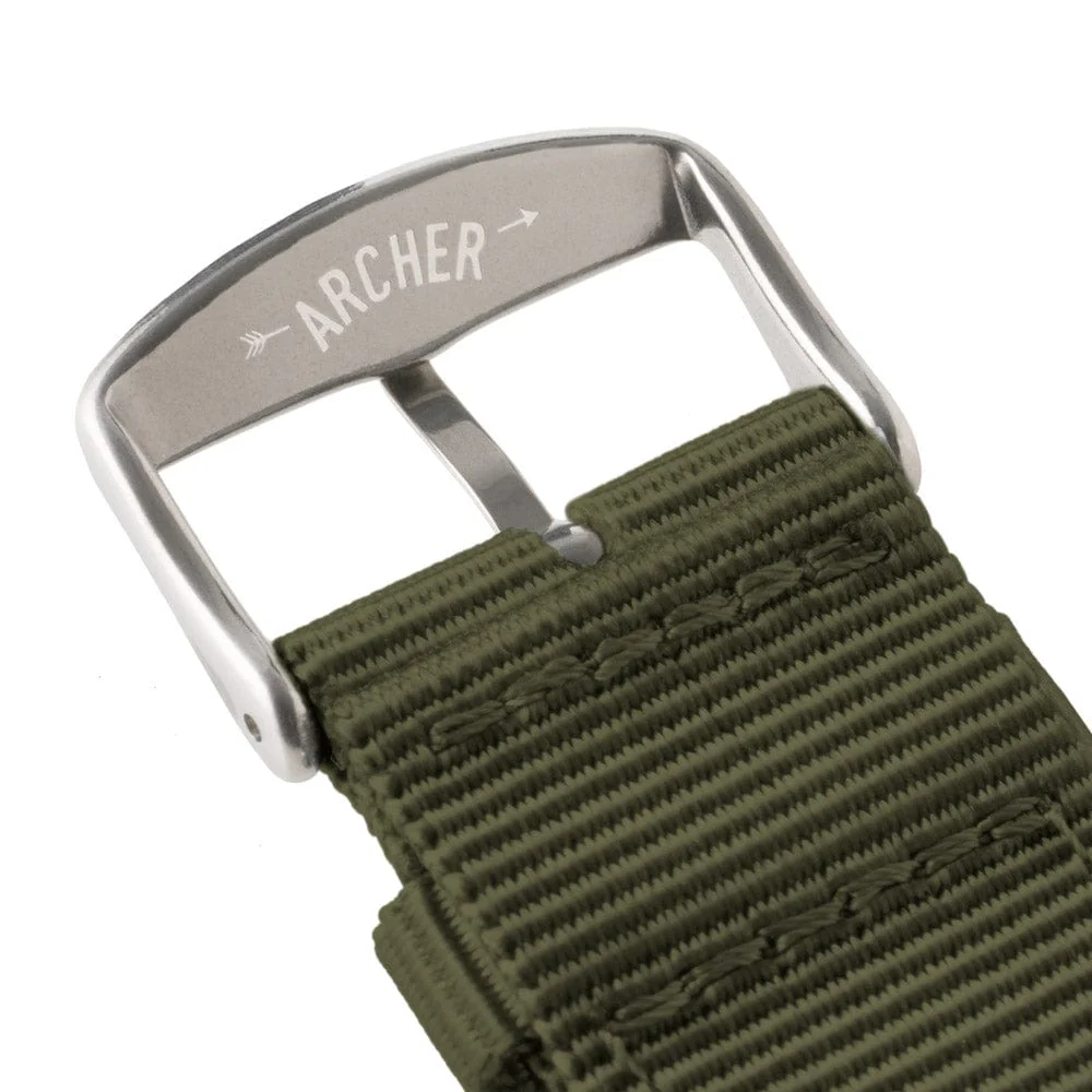 Apple Watch Nylon Watch Band - Olive/Stainless - Image 6
