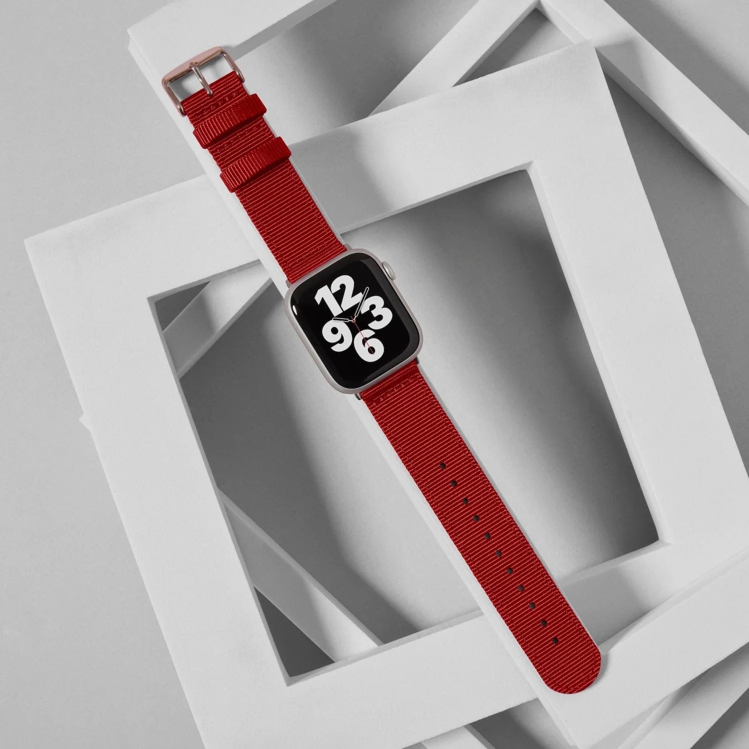 Apple Watch Nylon Watch Band - Red/Stainless - Image 2