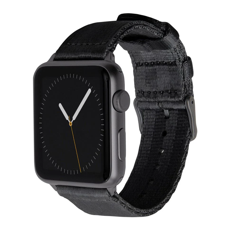 Apple Watch Seat Belt Nylon Watch Band - Black/Gray