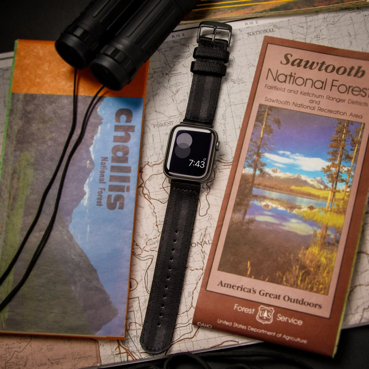Apple Watch Seat Belt Nylon Watch Band - Black/Gray - Image 2