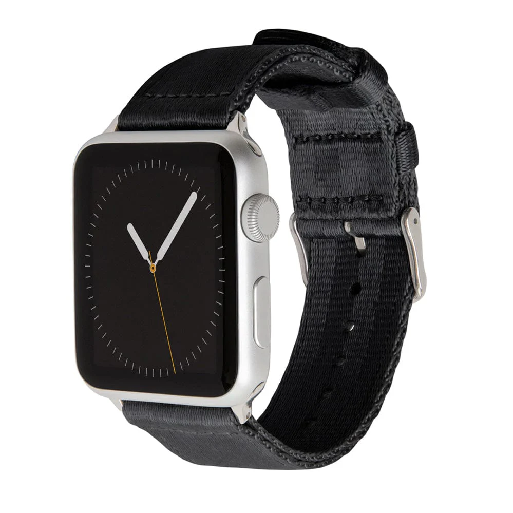 Apple Watch Seat Belt Nylon Watch Band - Black/Stainless