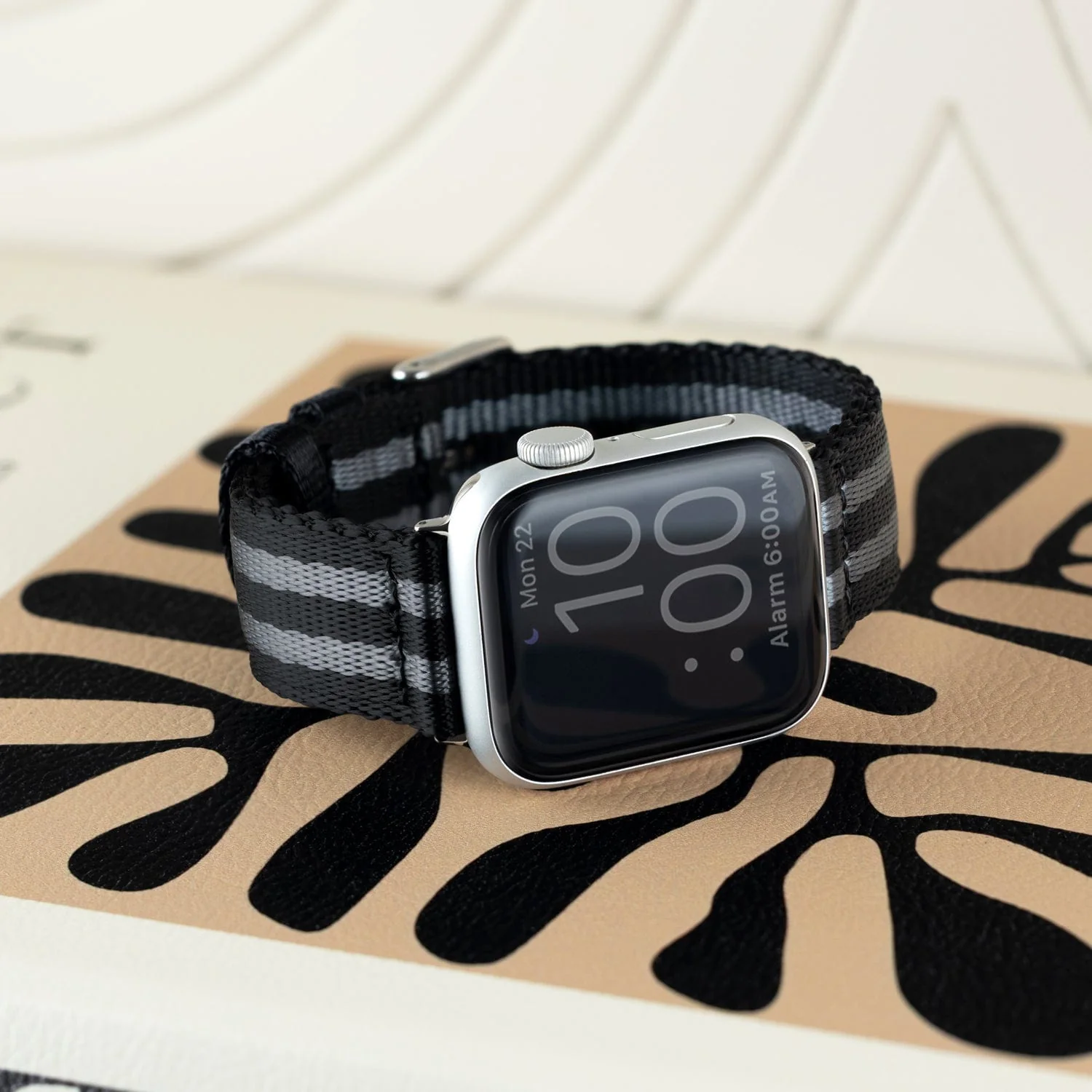 Apple Watch Nylon Watch Band - Black and Gray (James Bond)/Stainless - Image 3