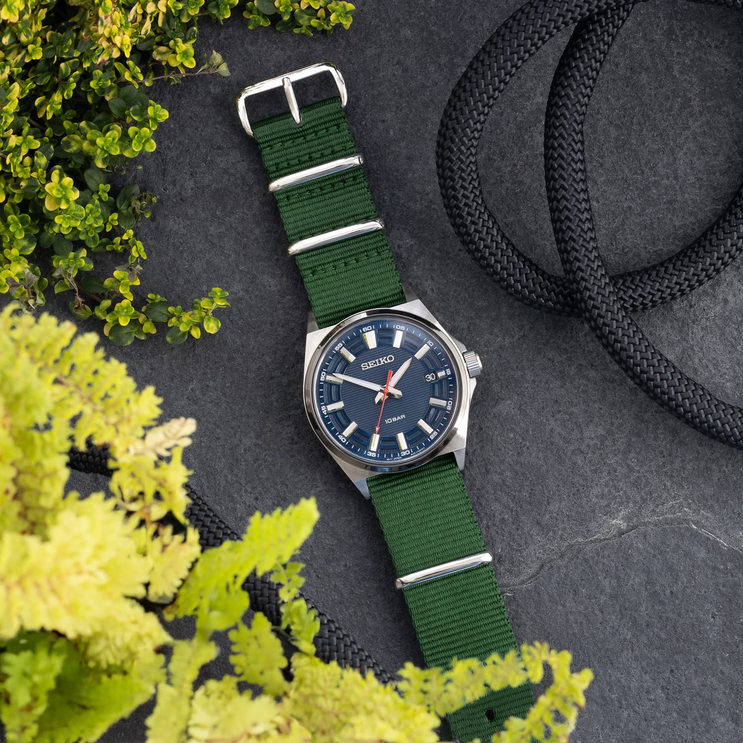 Classic Military Style Nylon Watch Band - Forest Green - Image 3