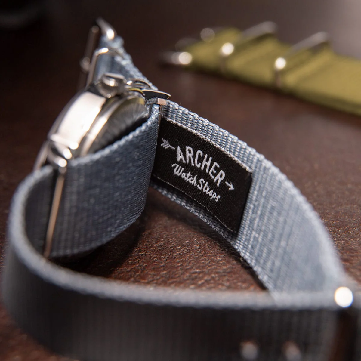 Classic Military Style Nylon Watch Band - Gray - Image 2