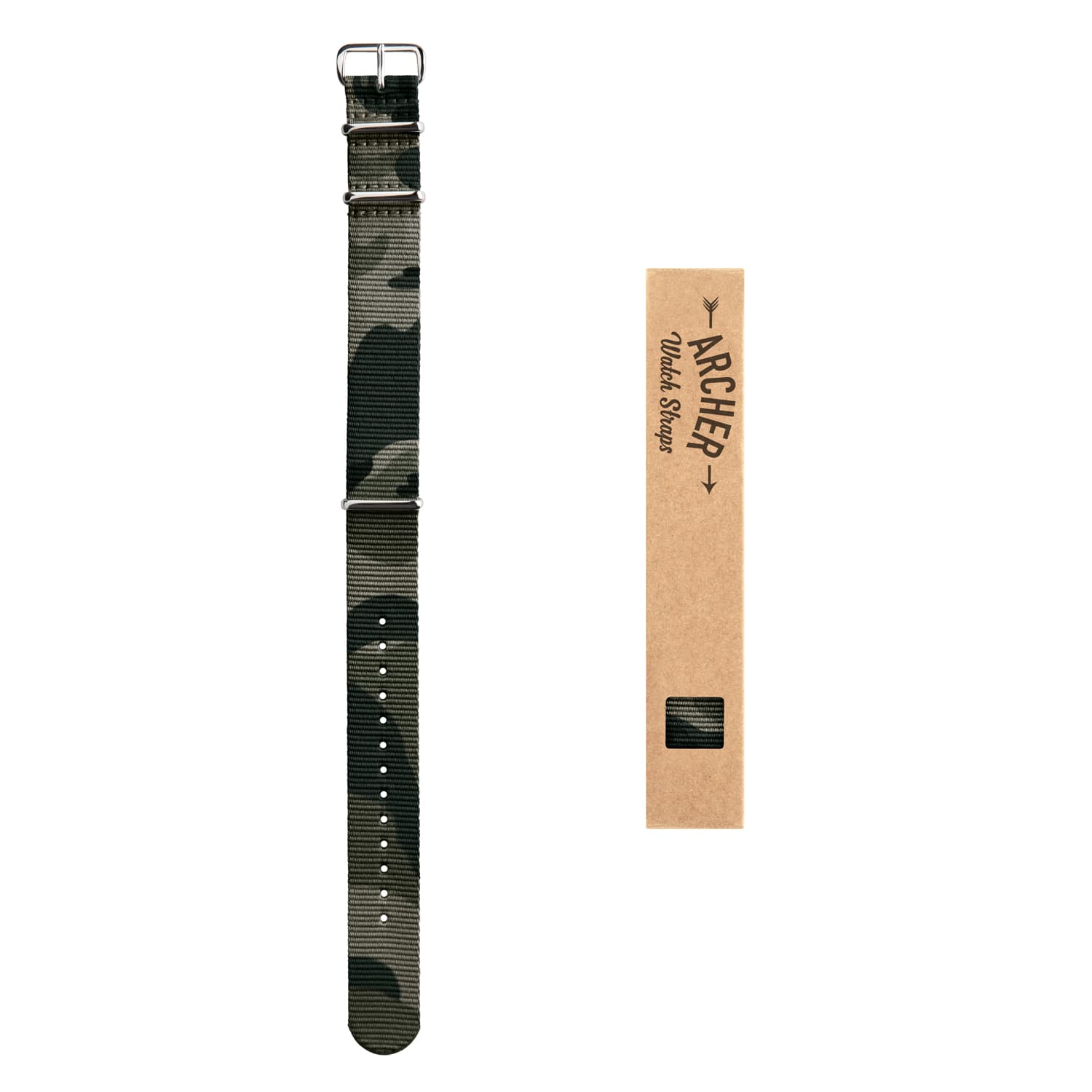 Classic Military Style Nylon Watch Band - Green Camo - Image 4