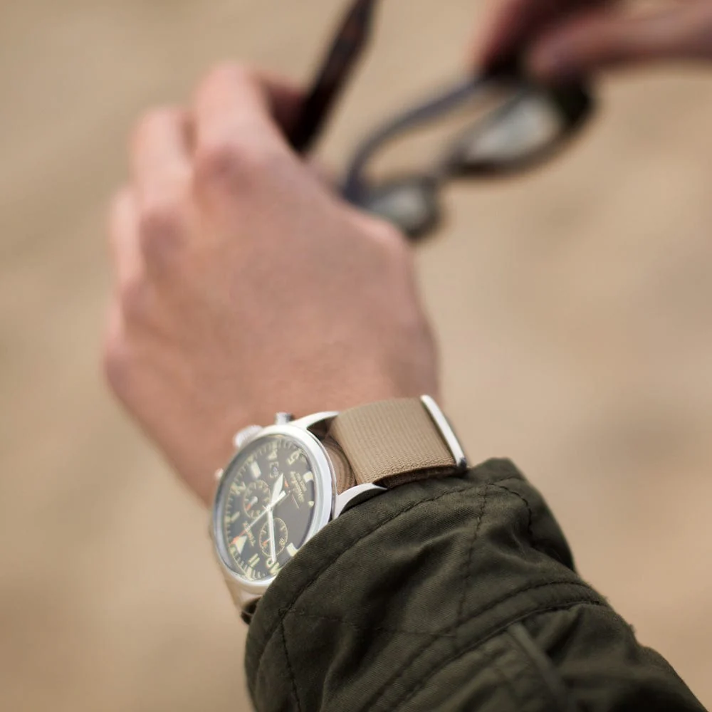 Classic Military Style Nylon Watch Band - Khaki - Image 2