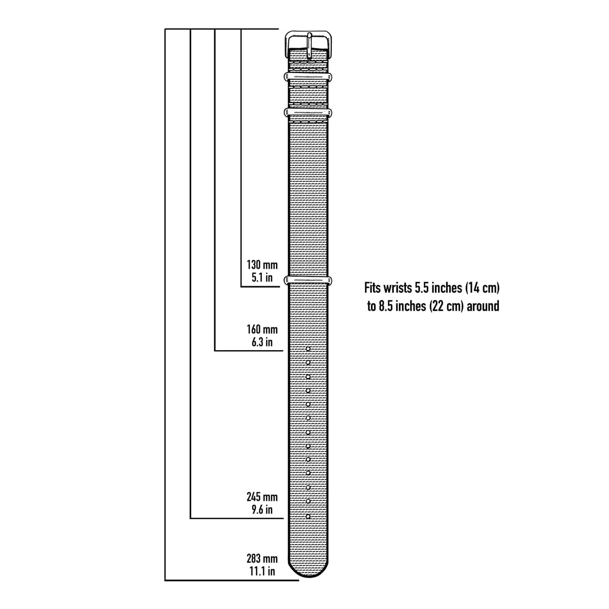 Classic Military Style Nylon Watch Band - Khaki - Image 6