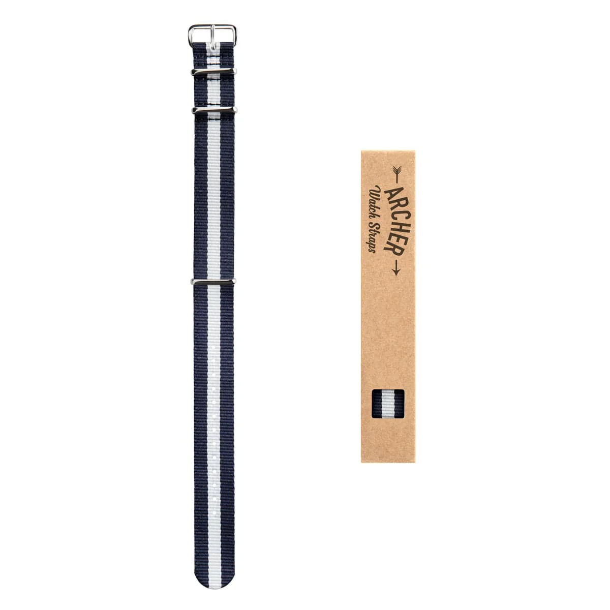 Classic Military Style Nylon Watch Band - Navy/White - Image 4